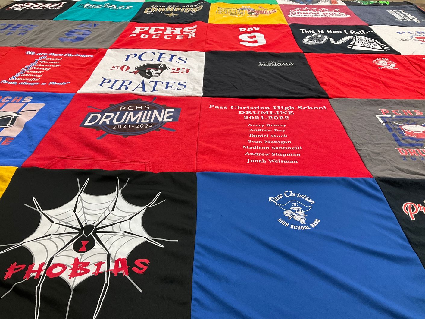 T-shirt quilt featuring pass christian high school band by Jill from MS