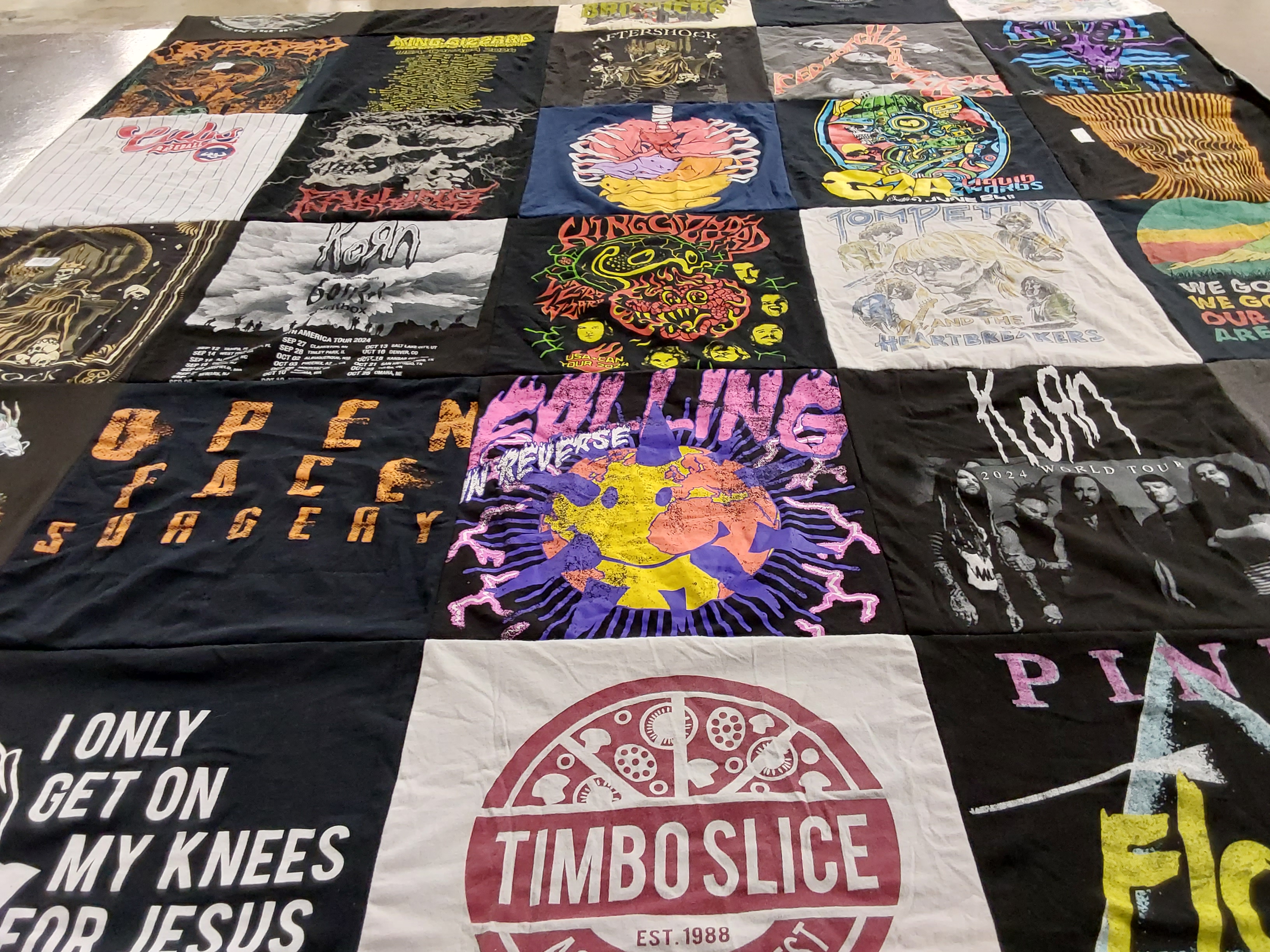 T-shirt quilt with music, rock themes by patricia from NM