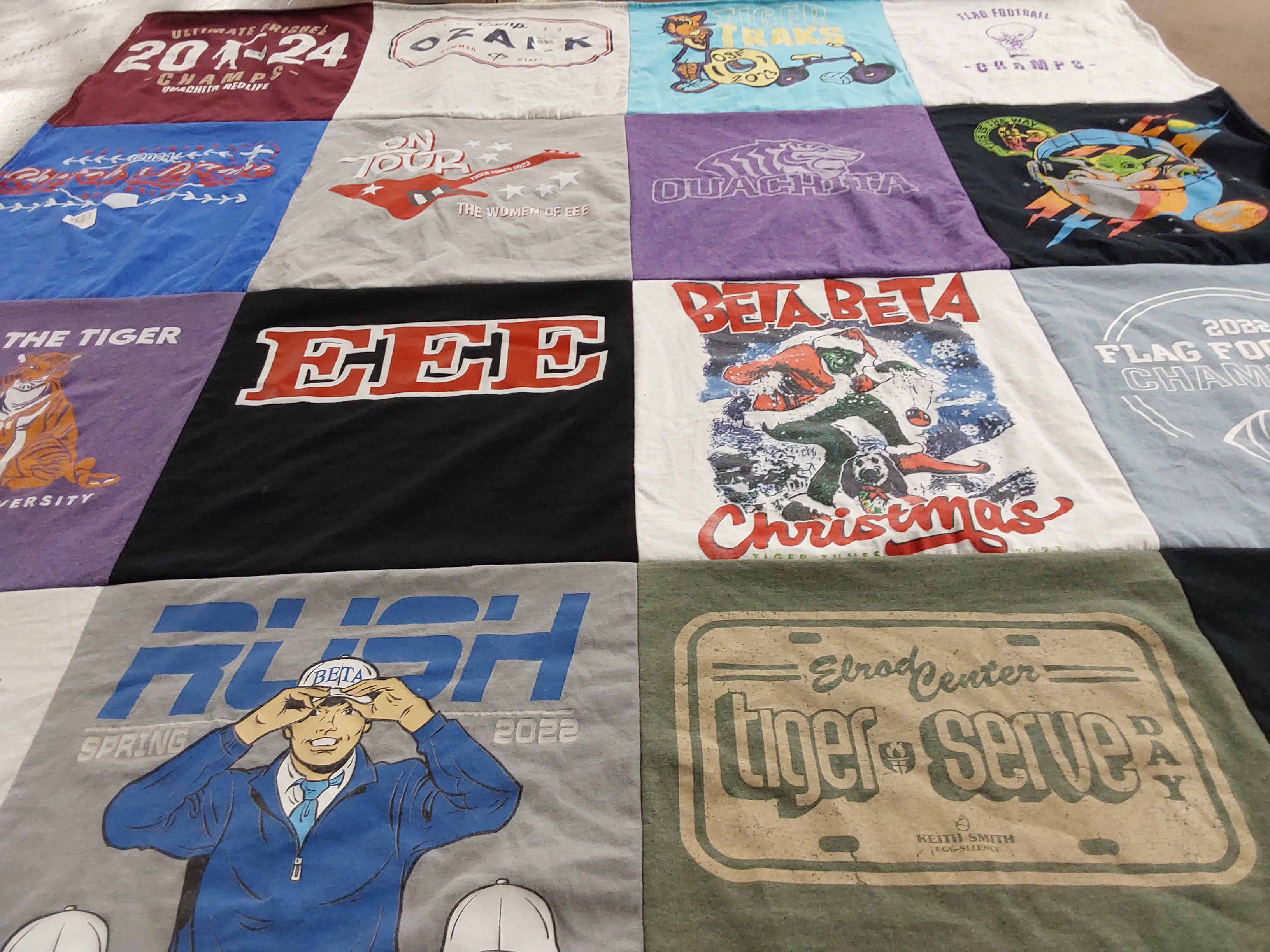 T-shirt quilt featuring ouachita baptist university flag football team by Jenny from AR