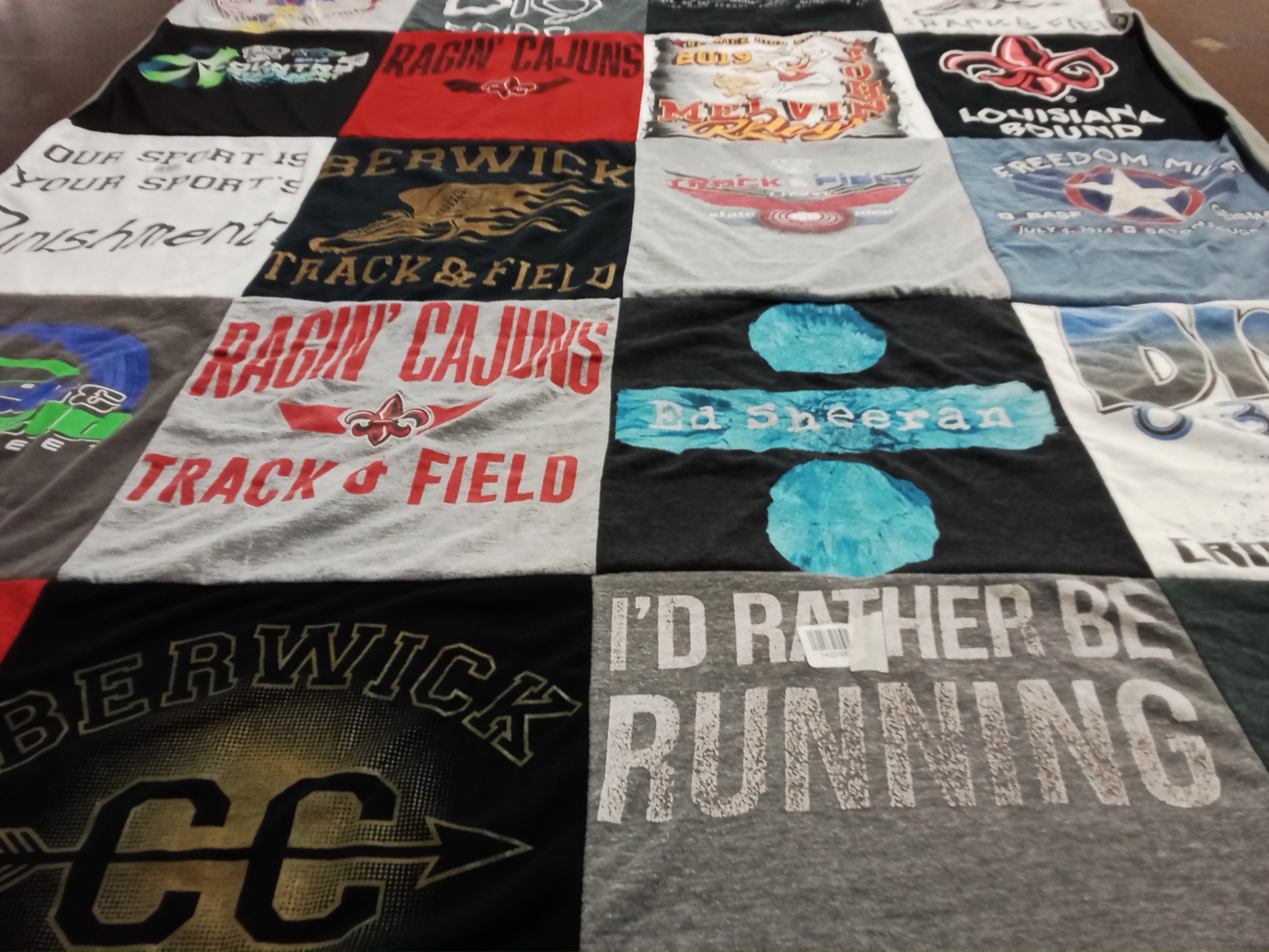 T-shirt quilt featuring ragin' cajuns track and field by George from LA