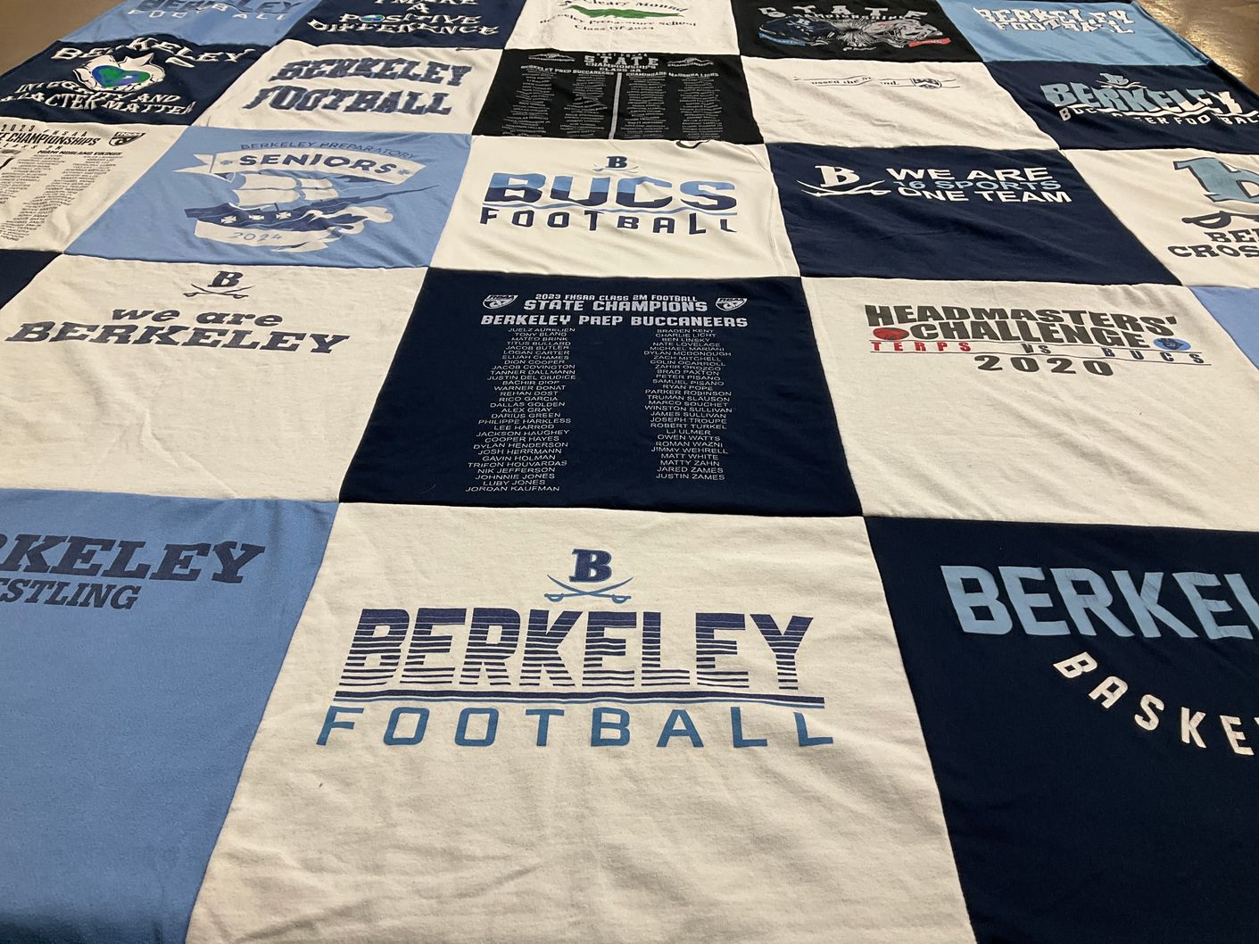T-shirt quilt featuring berkeley prep buccaneers by Lia from FL