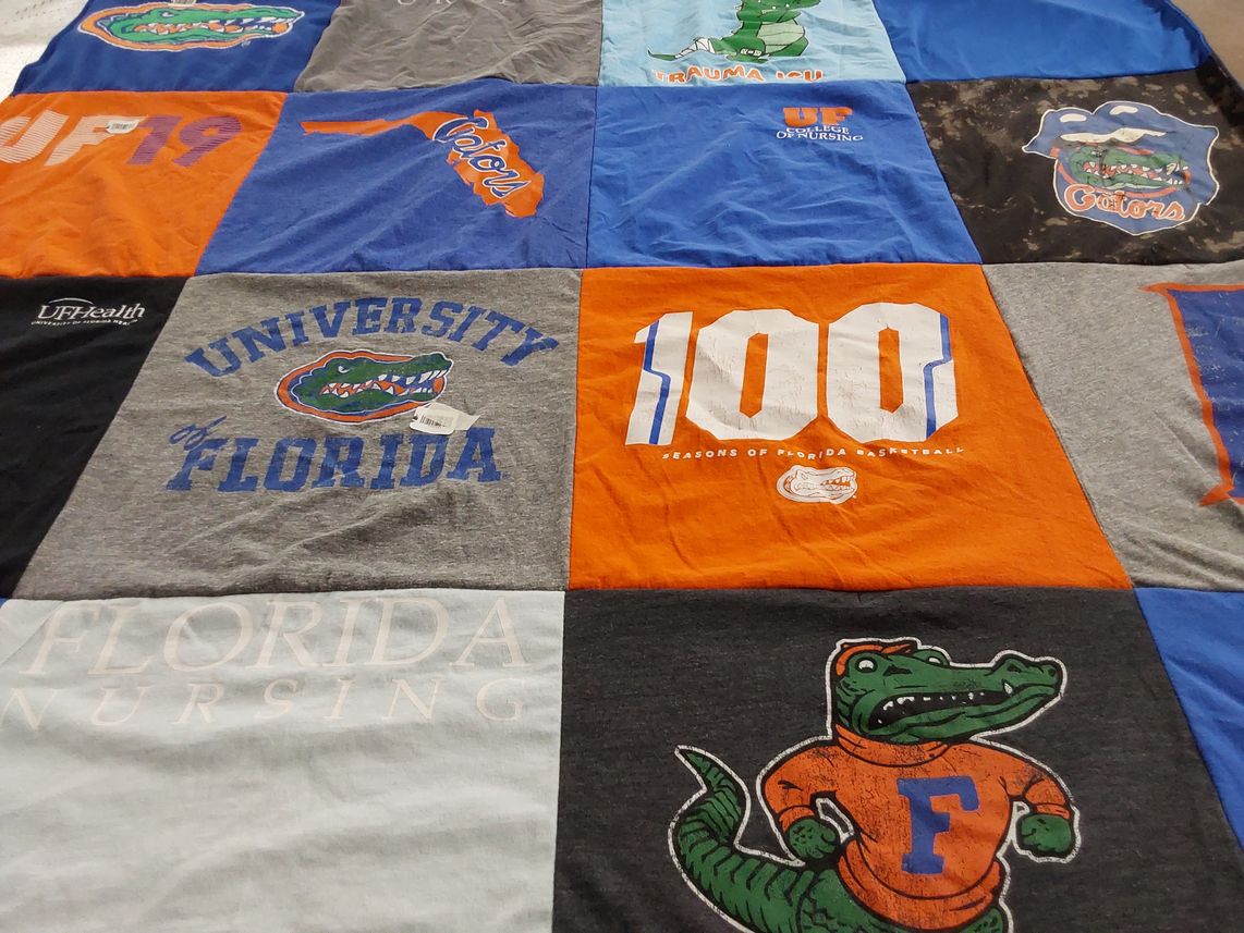 T-shirt quilt featuring university of florida gators by Lauren from FL