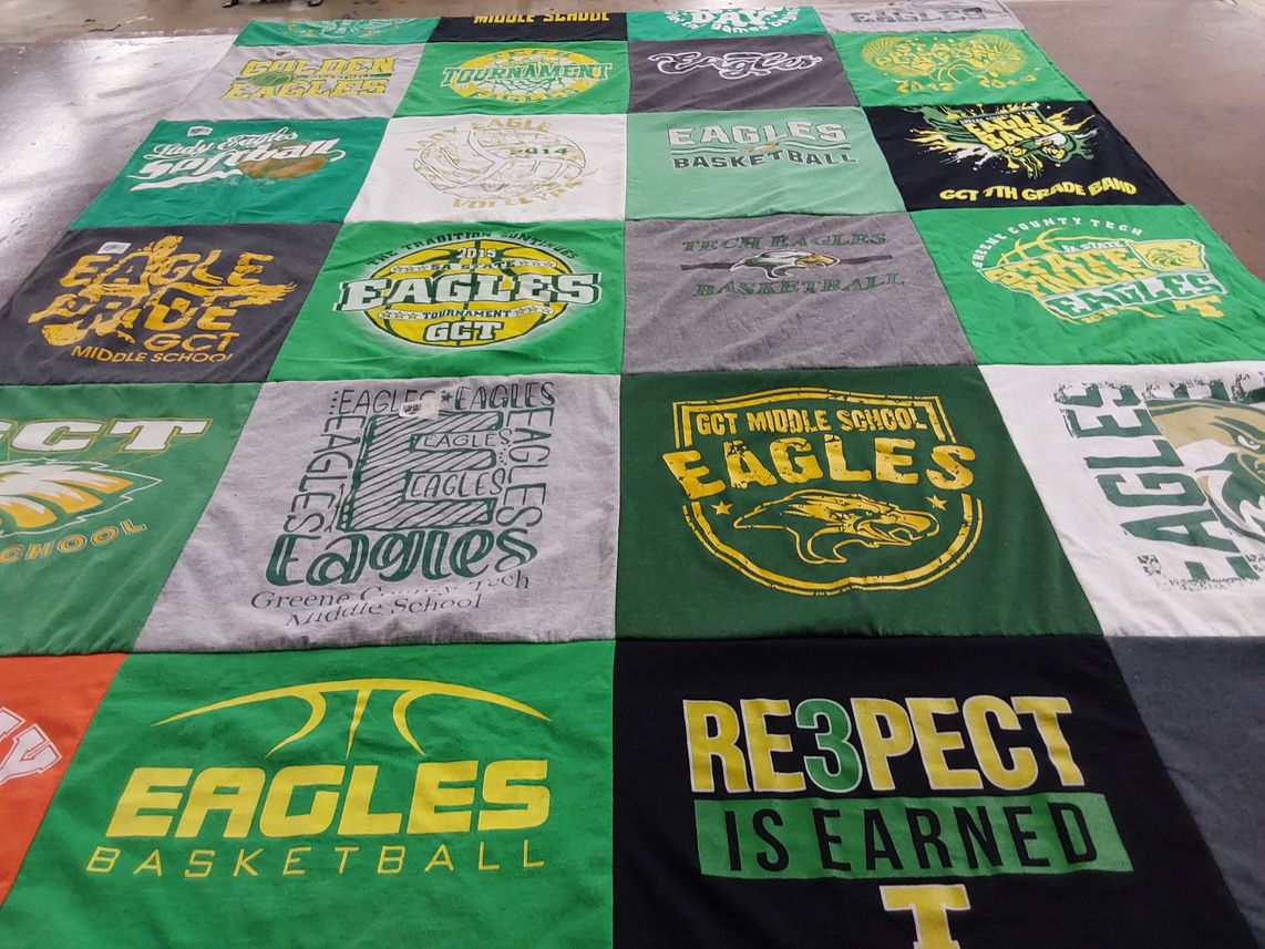 T-shirt quilt featuring eagles basketball team by Shane from AR
