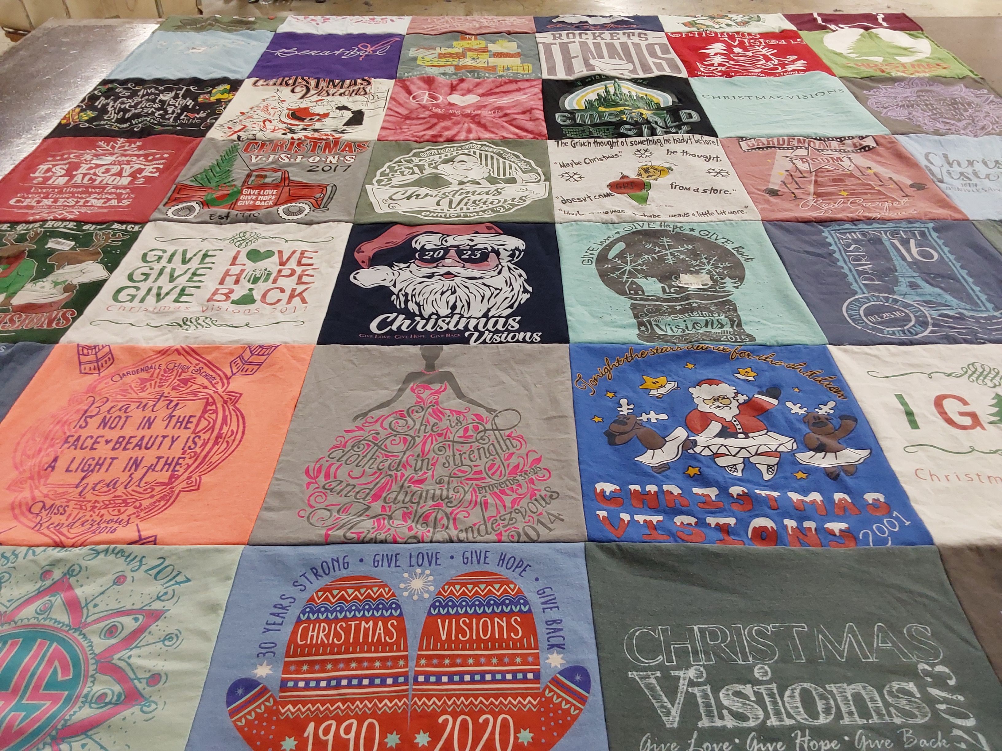 T-shirt quilt with christmas, community service themes by cheryl from AL