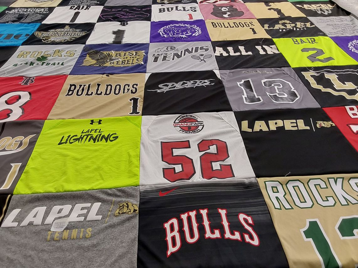 T-shirt quilt featuring bulls, bulldogs by Brooke from IN