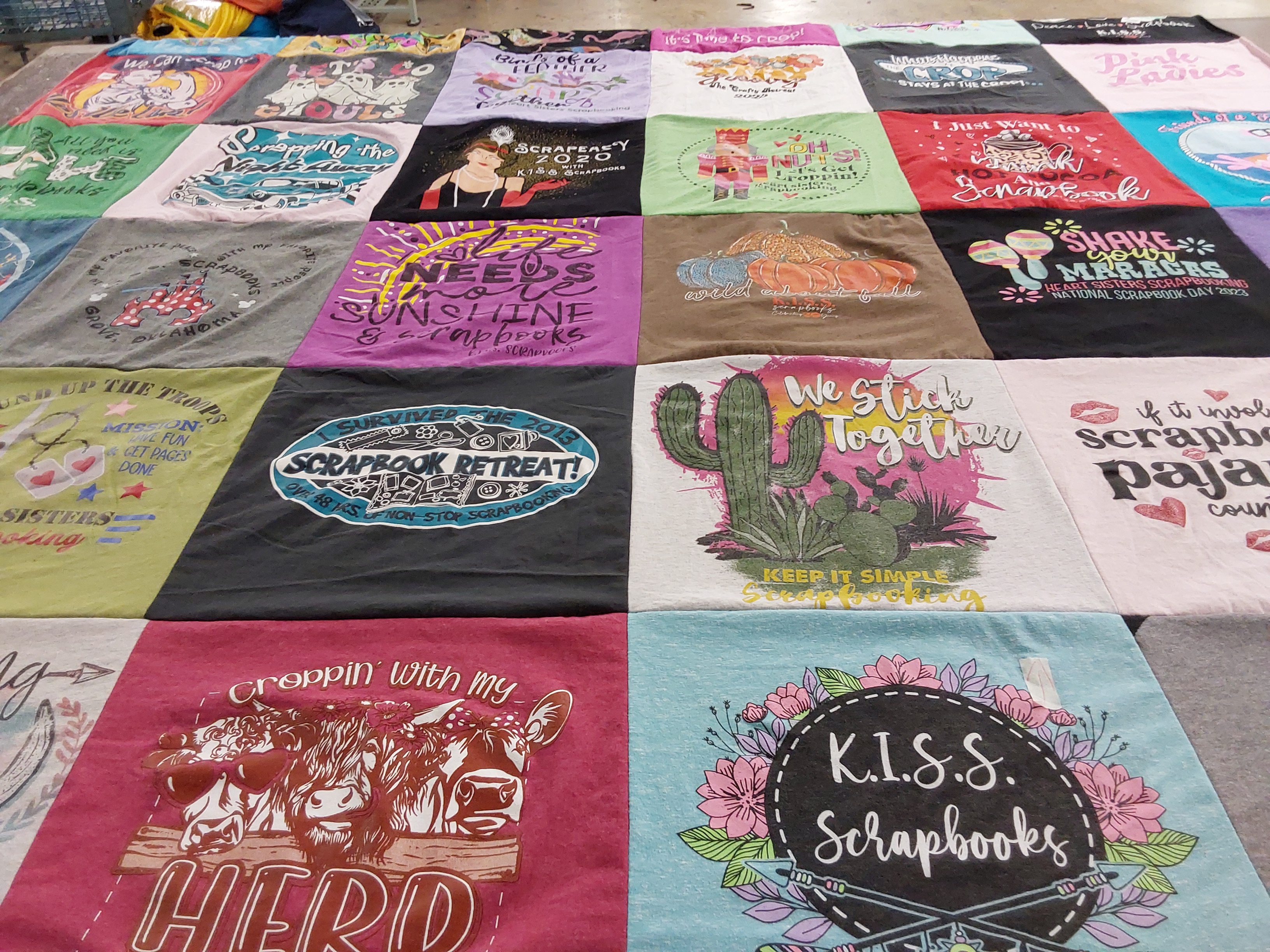 T-shirt quilt with scrapbooking, cropping themes by Sandy from AR