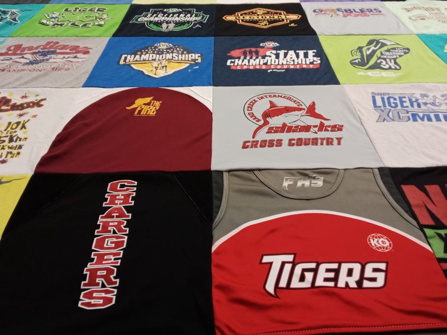 T-shirt quilt featuring chargers, tigers by Katherine from IN