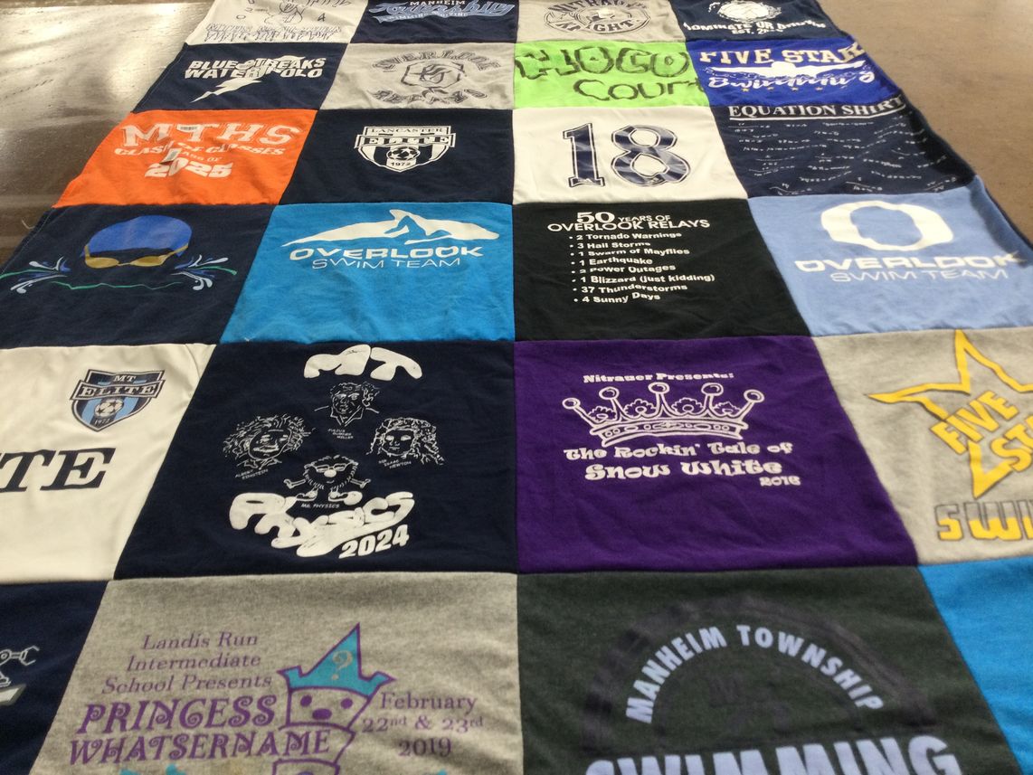T-shirt quilt featuring overlook swim team, mt elite swim team by Erin from PA
