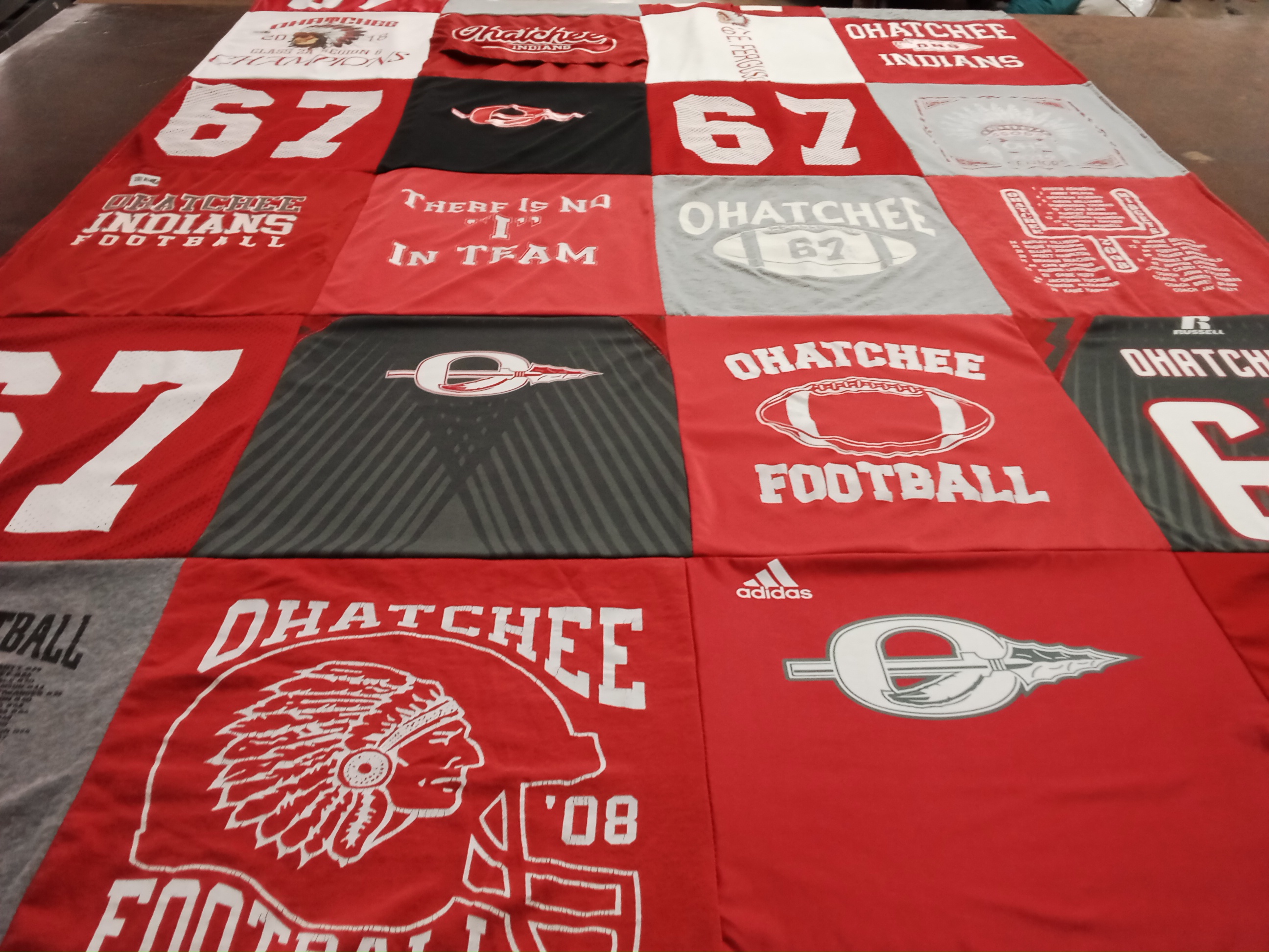 T-shirt quilt featuring ohatchee indians football by Lana from AL