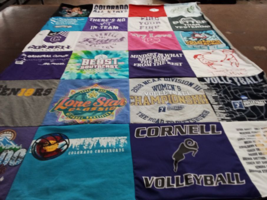 T-shirt quilt featuring cornell volleyball by Kristi from MA