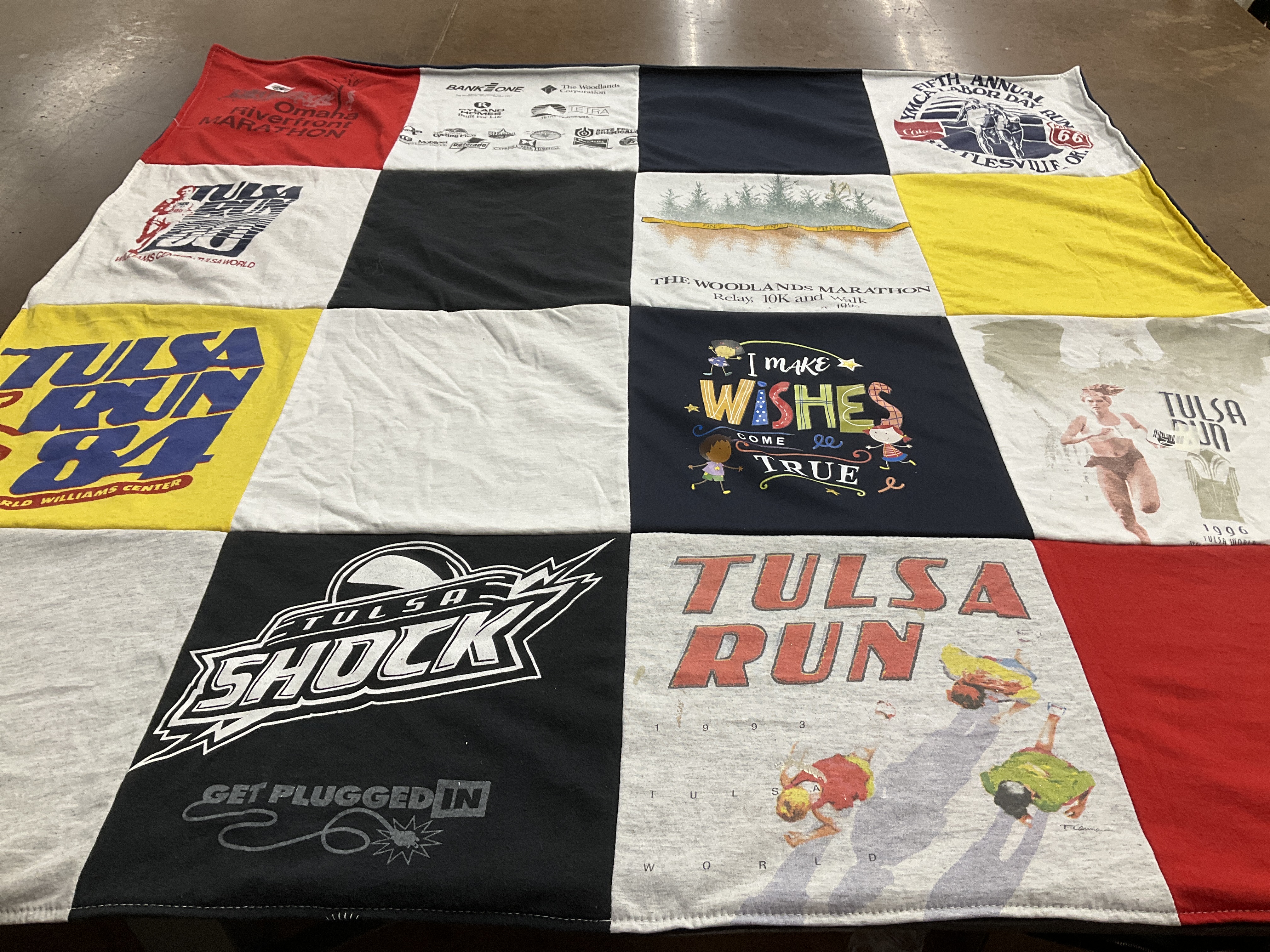 T-shirt quilt with running, marathons themes by Howard from OK