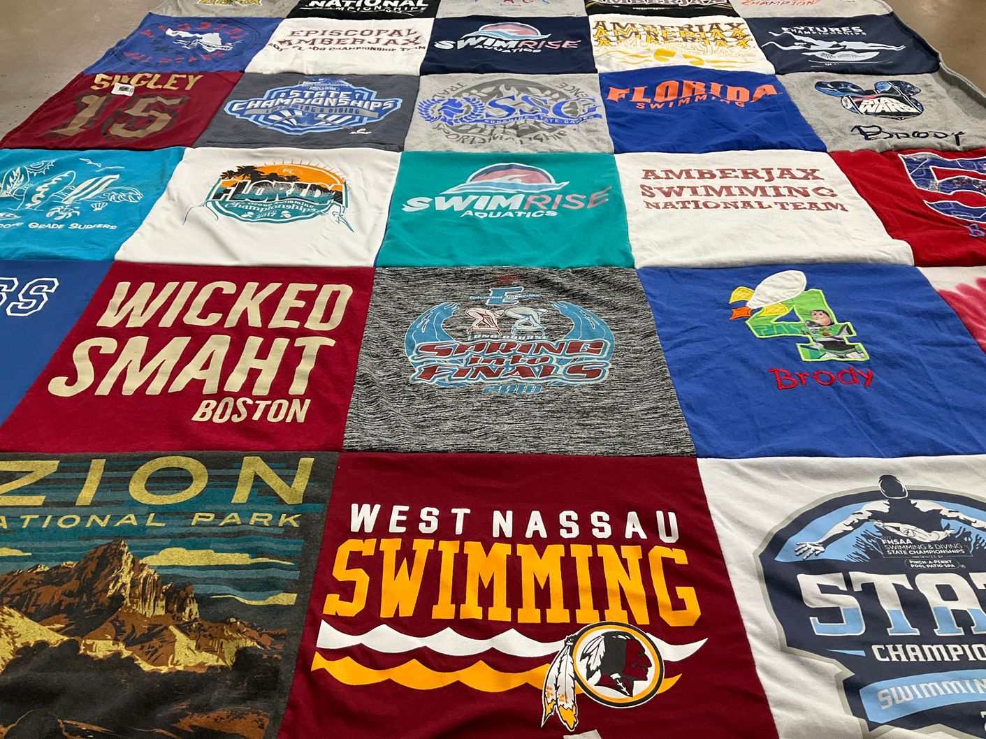 T-shirt quilt featuring west nassau swimming by Jenny from FL