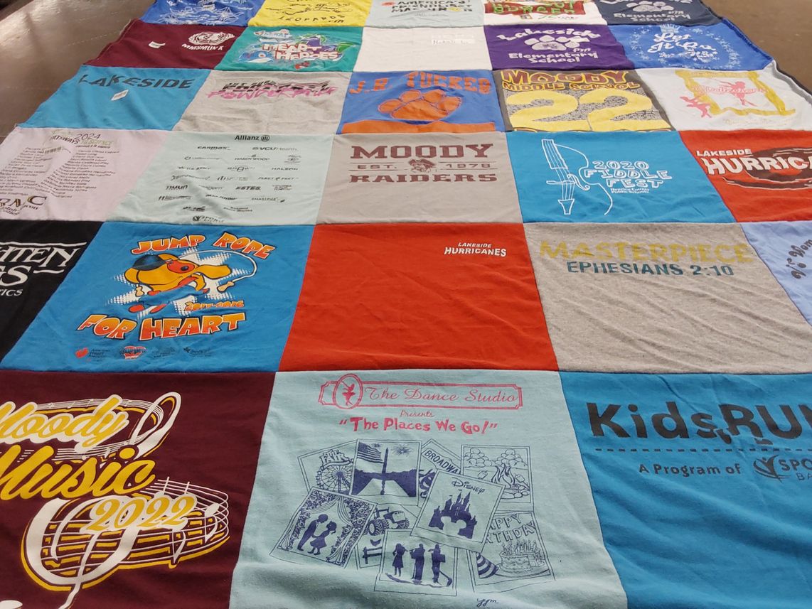 T-shirt quilt featuring lakeside hurricanes, moody raiders by Annwyn from VA