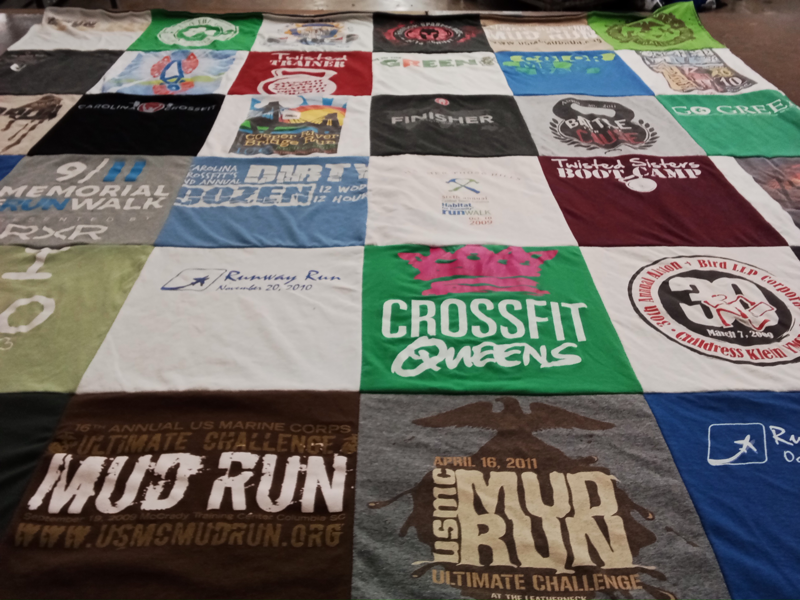 T-shirt quilt with fitness, running themes by Lee from SC