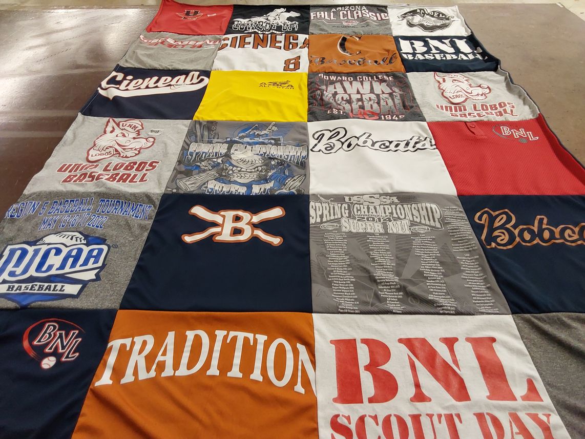 T-shirt quilt featuring cienega high school baseball team, unm lobos baseball team by Cathy from AZ