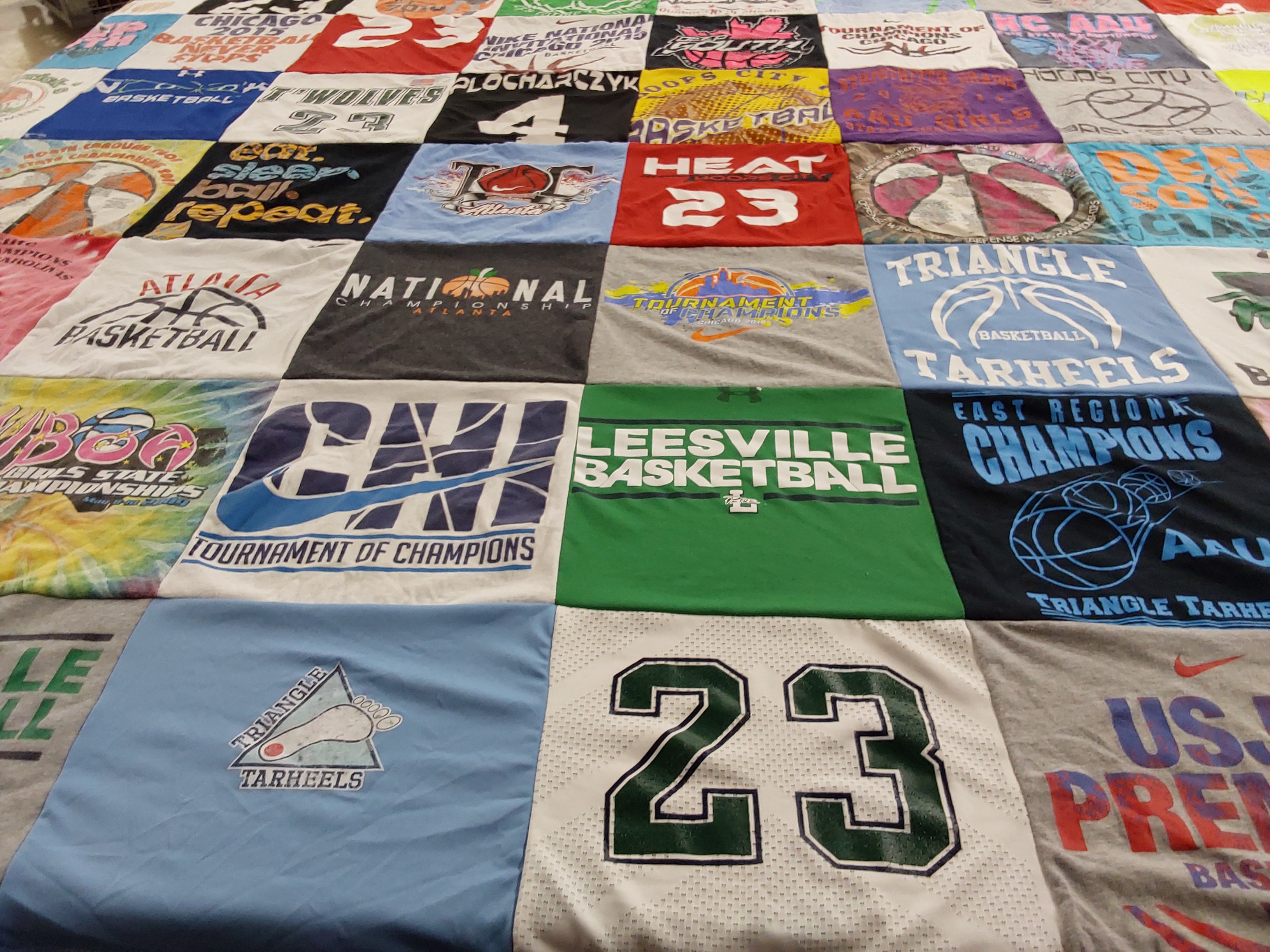 T-shirt quilt with basketball, sports themes by Sheila from NC