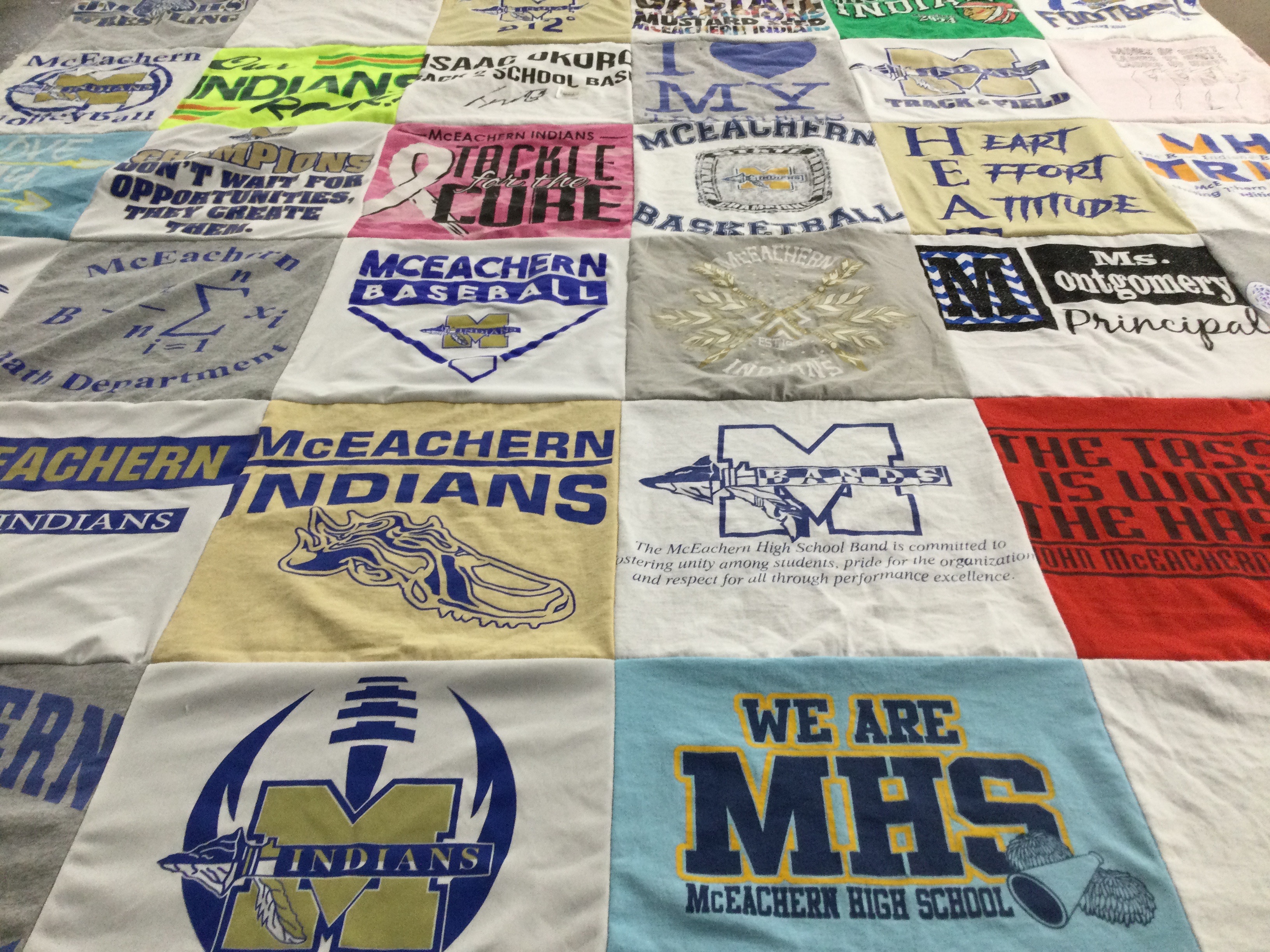 T-shirt quilt featuring mceachern indians by Regina from GA