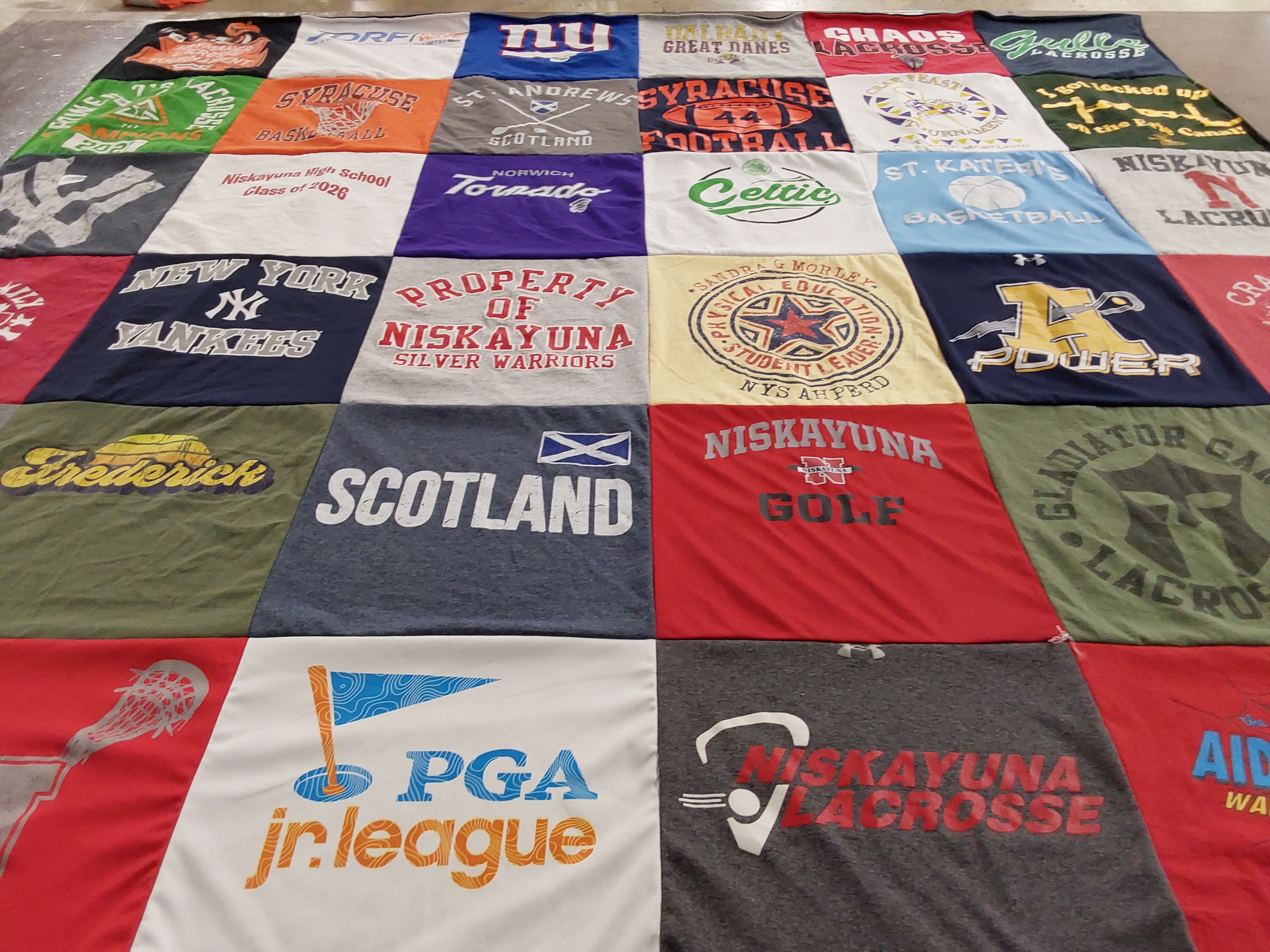 T-shirt quilt featuring new york yankees, syracuse university basketball by Melissa from NY
