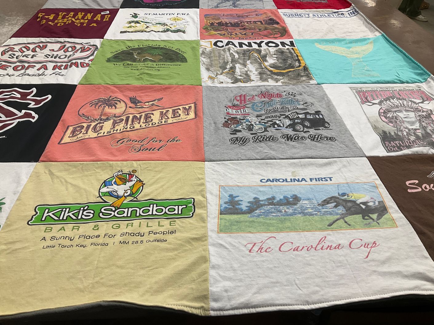 T-shirt quilt with fishing, beaches themes by AMY from SC
