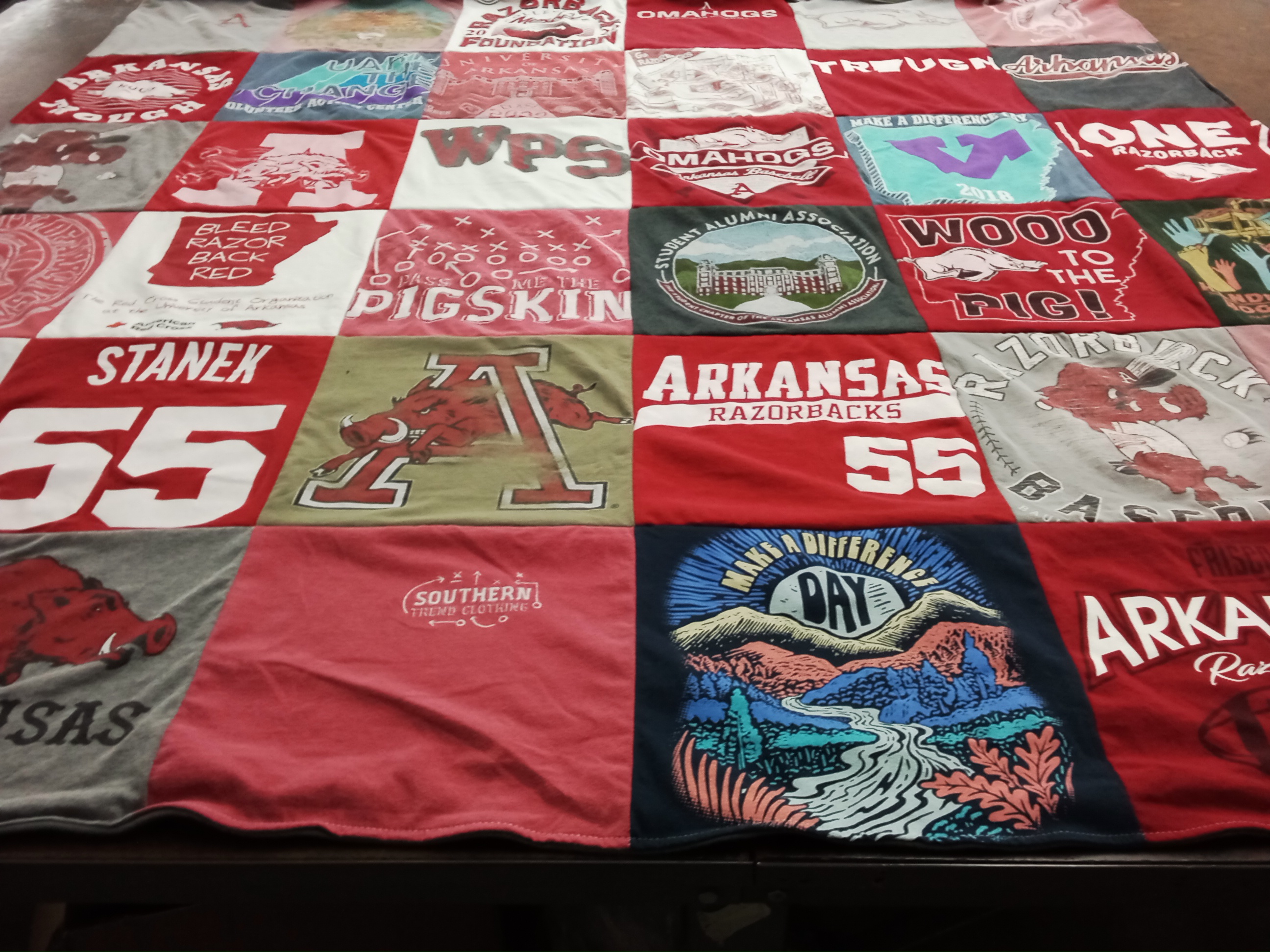 T-shirt quilt featuring arkansas razorbacks baseball by Amy from OK