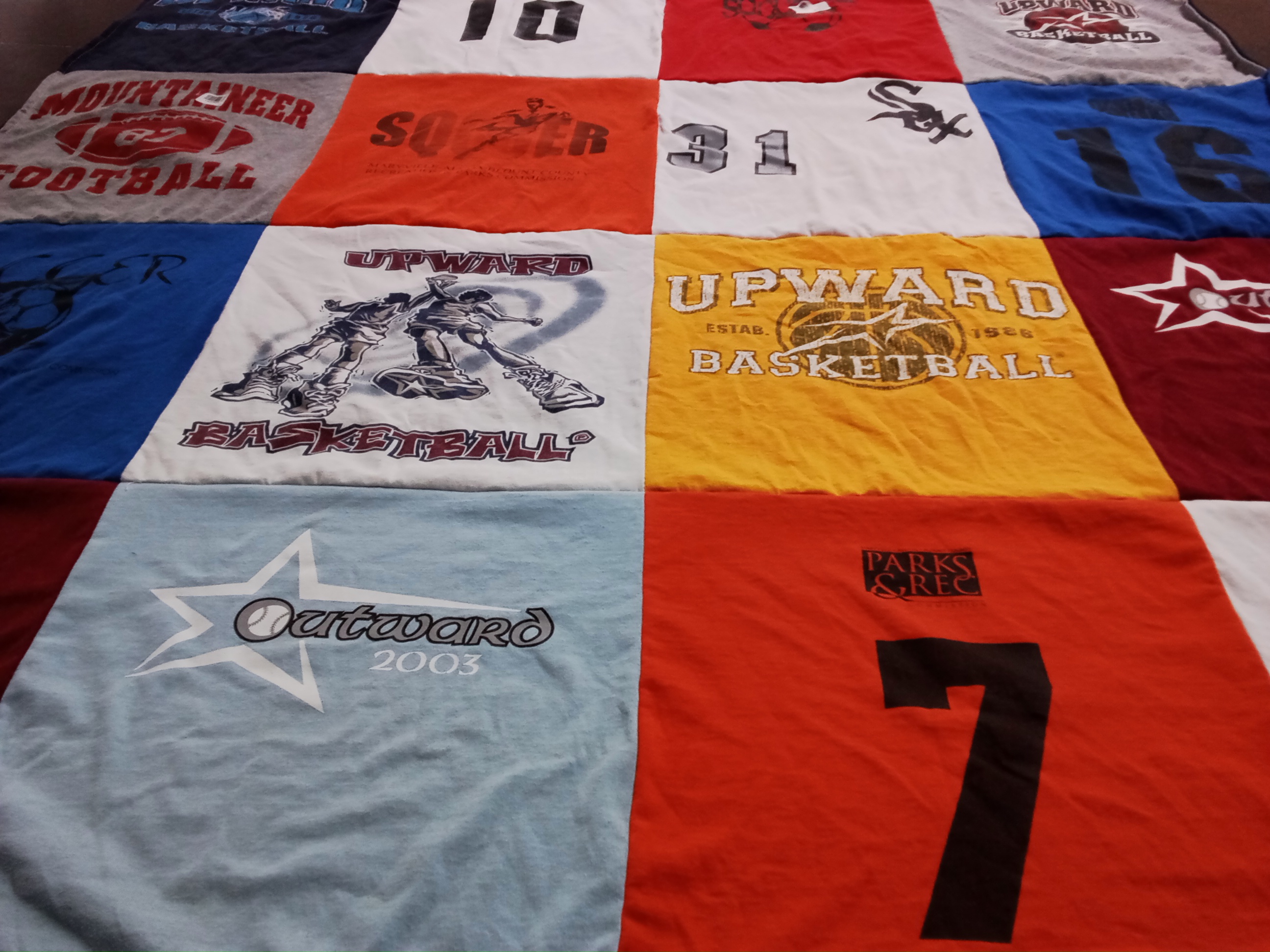 T-shirt quilt with sports, basketball themes by sharon from TN