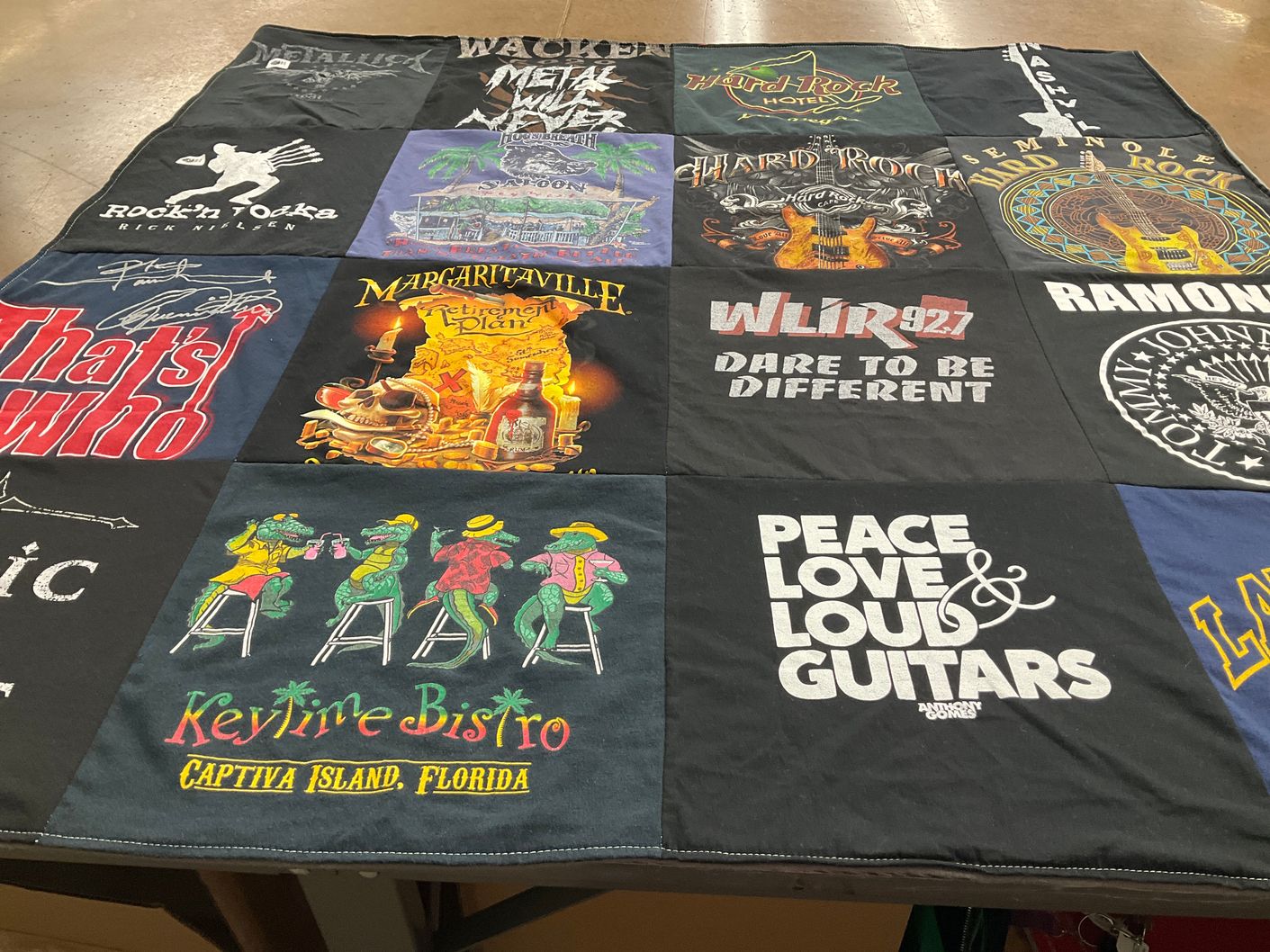 T-shirt quilt with music, guitar themes by Arthur from NJ