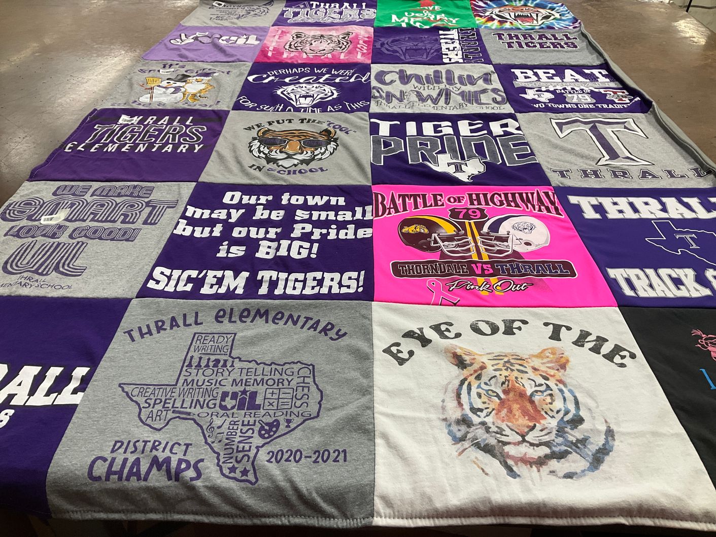 T-shirt quilt featuring thrall tigers by BRENDA from TX