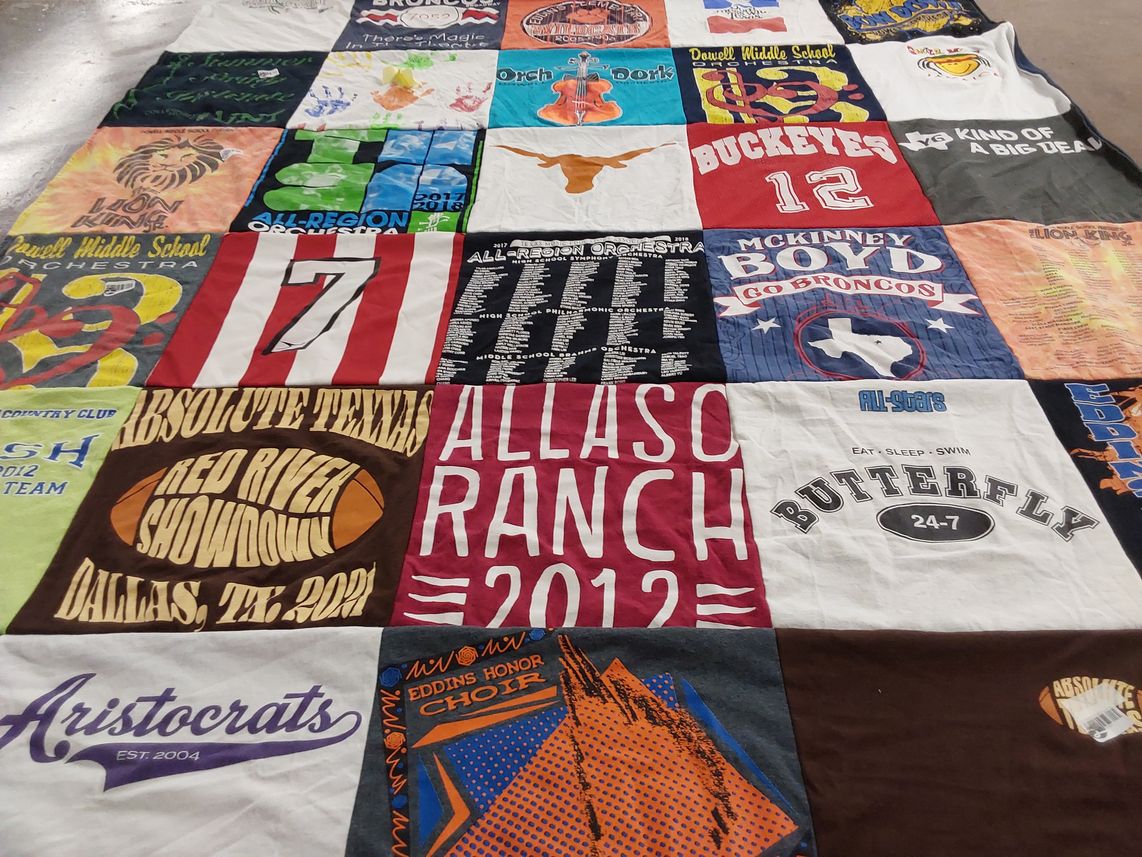 T-shirt quilt featuring mc kinney broncos, absolute teens by Jan from TX