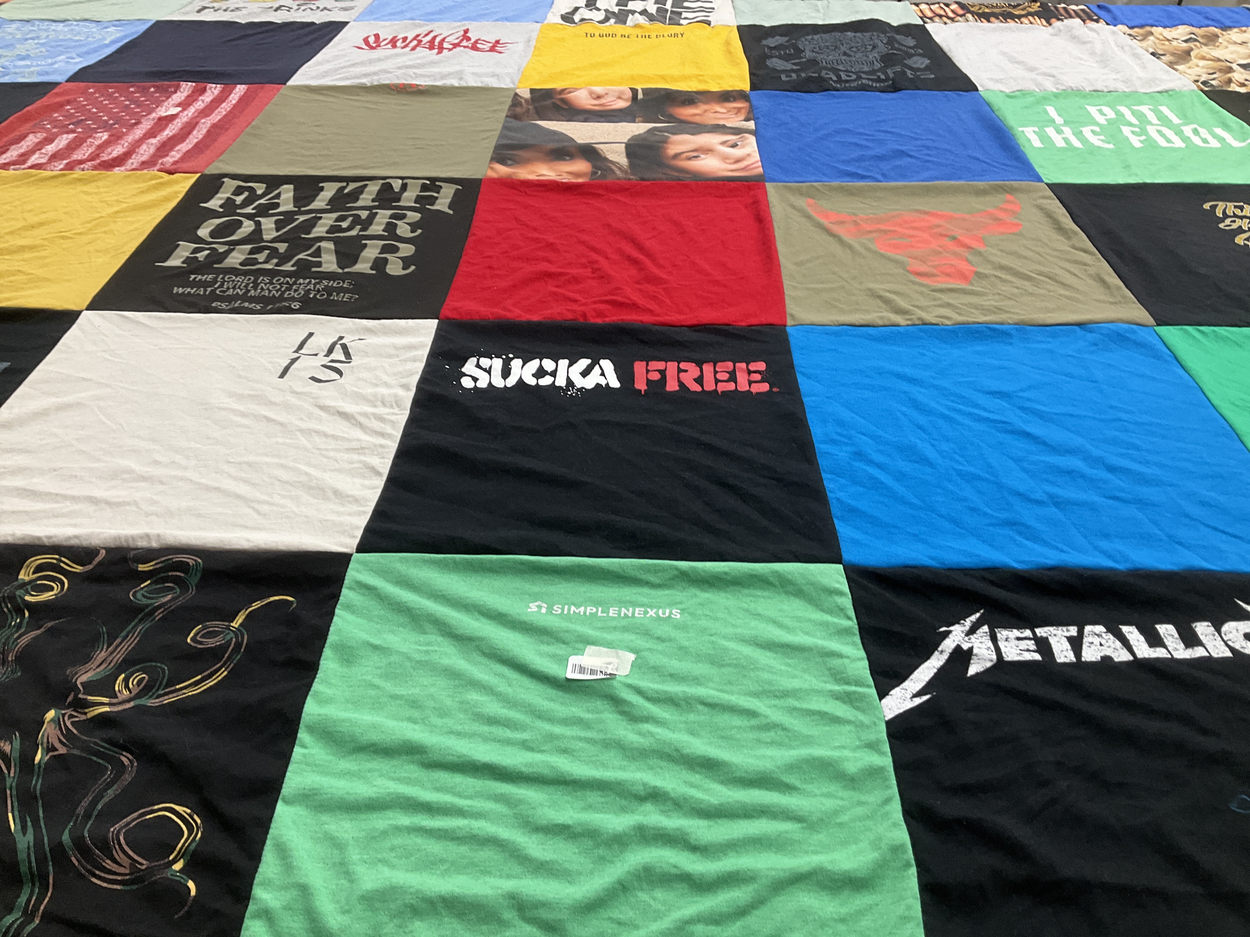T-shirt quilt with music, faith themes by Lissa from CA