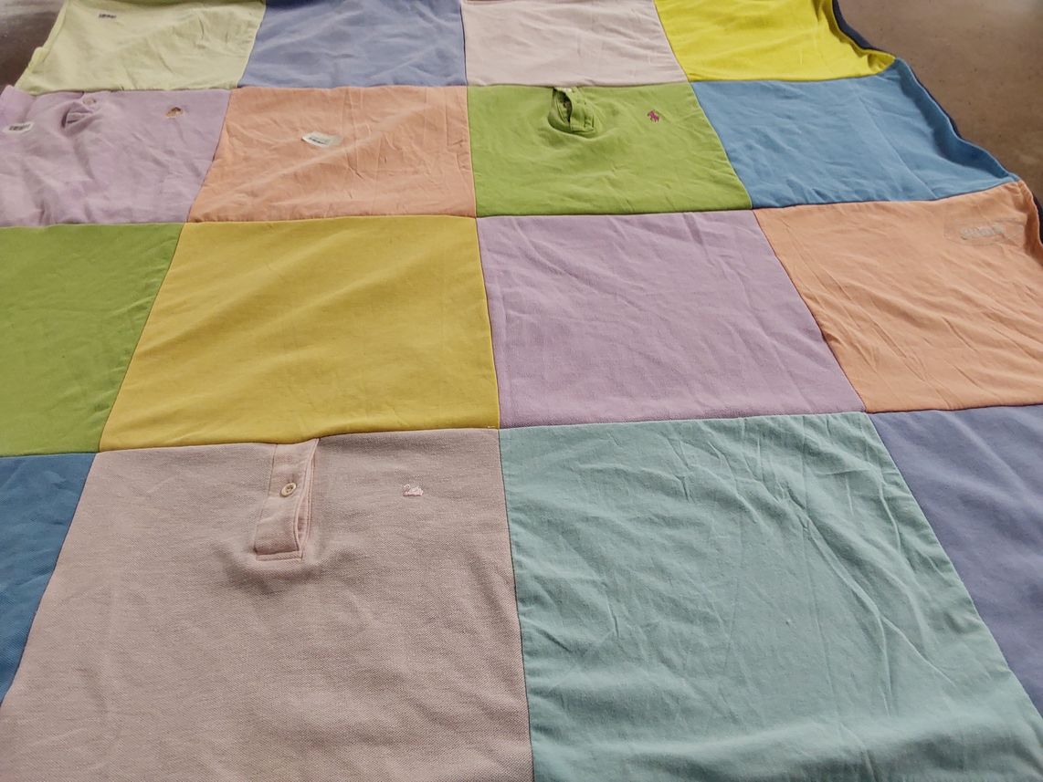 T-shirt quilt with quilting, crafting themes by Carol from MD