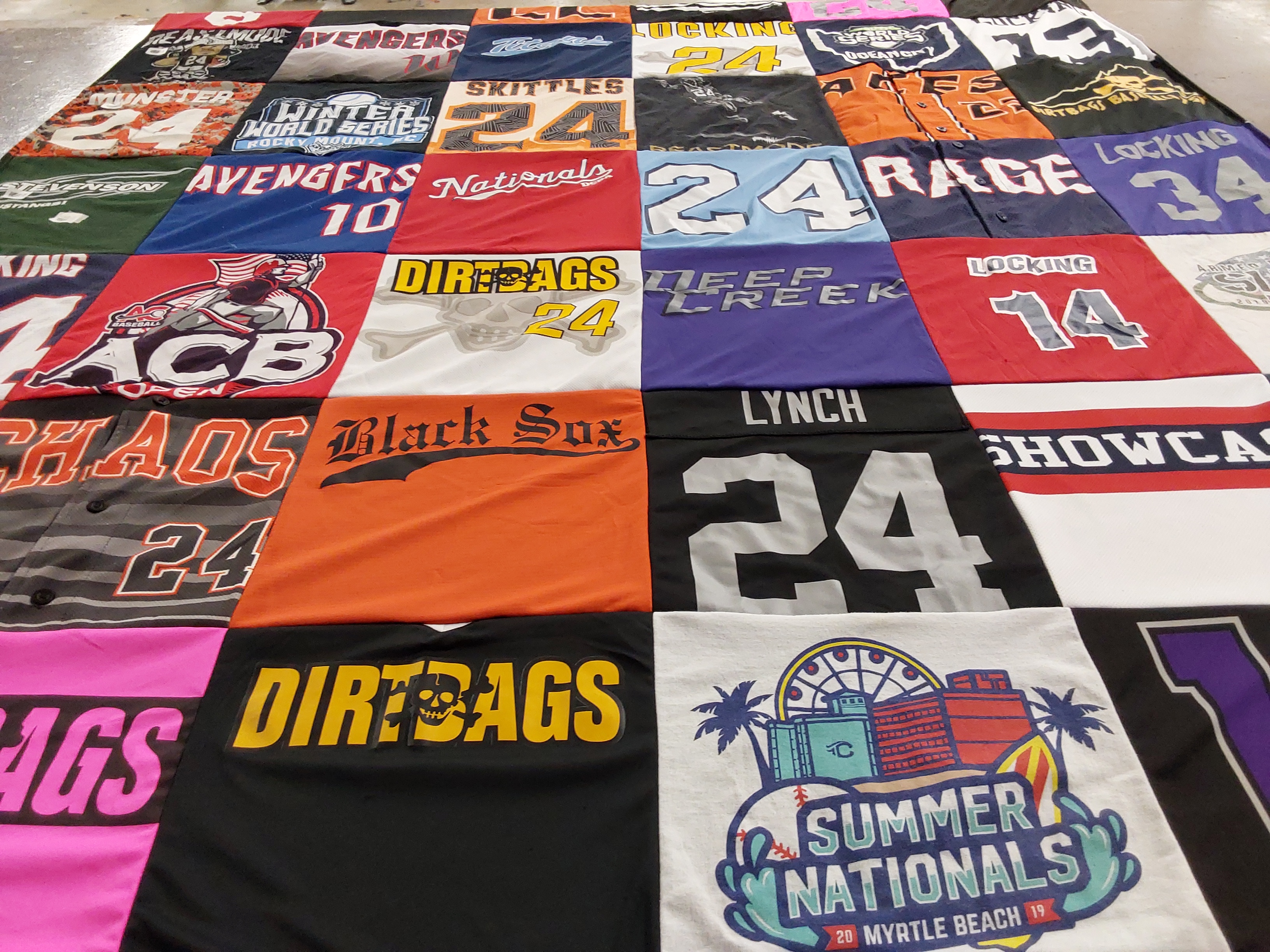 T-shirt quilt featuring dirtbags by Doris from VA