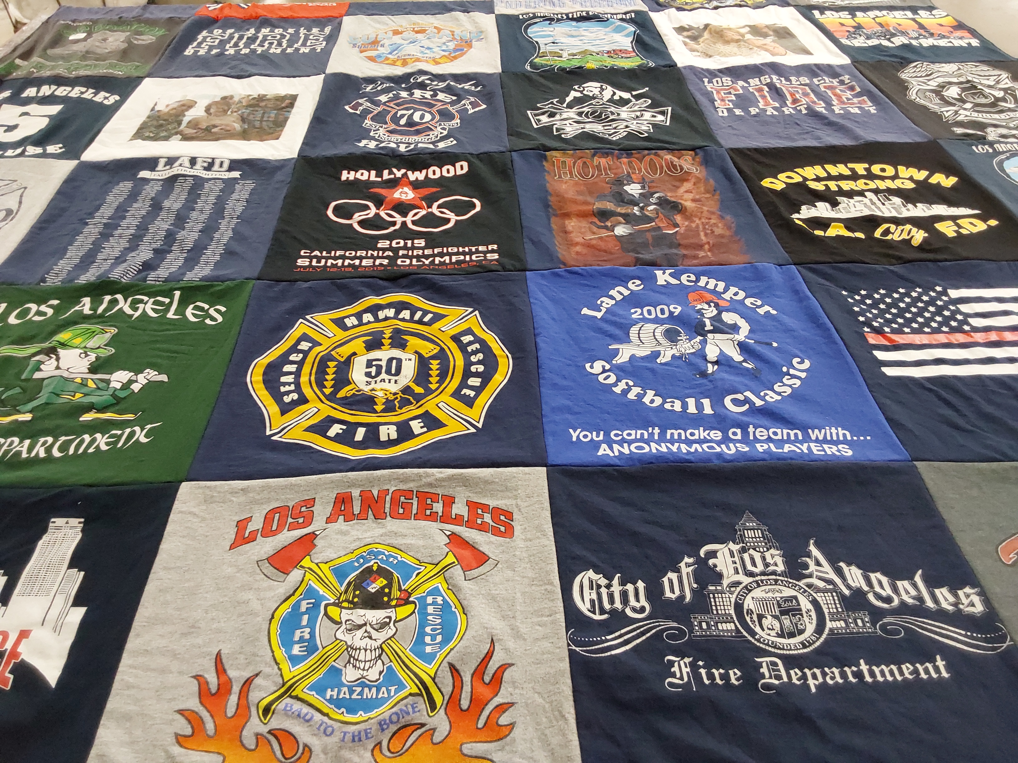 T-shirt quilt from lane kemper college by Therese from CA