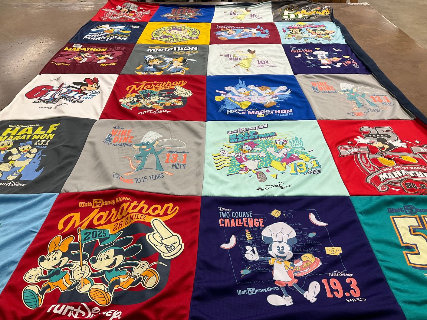 T-shirt quilt with running, disney themes by Allison from VA