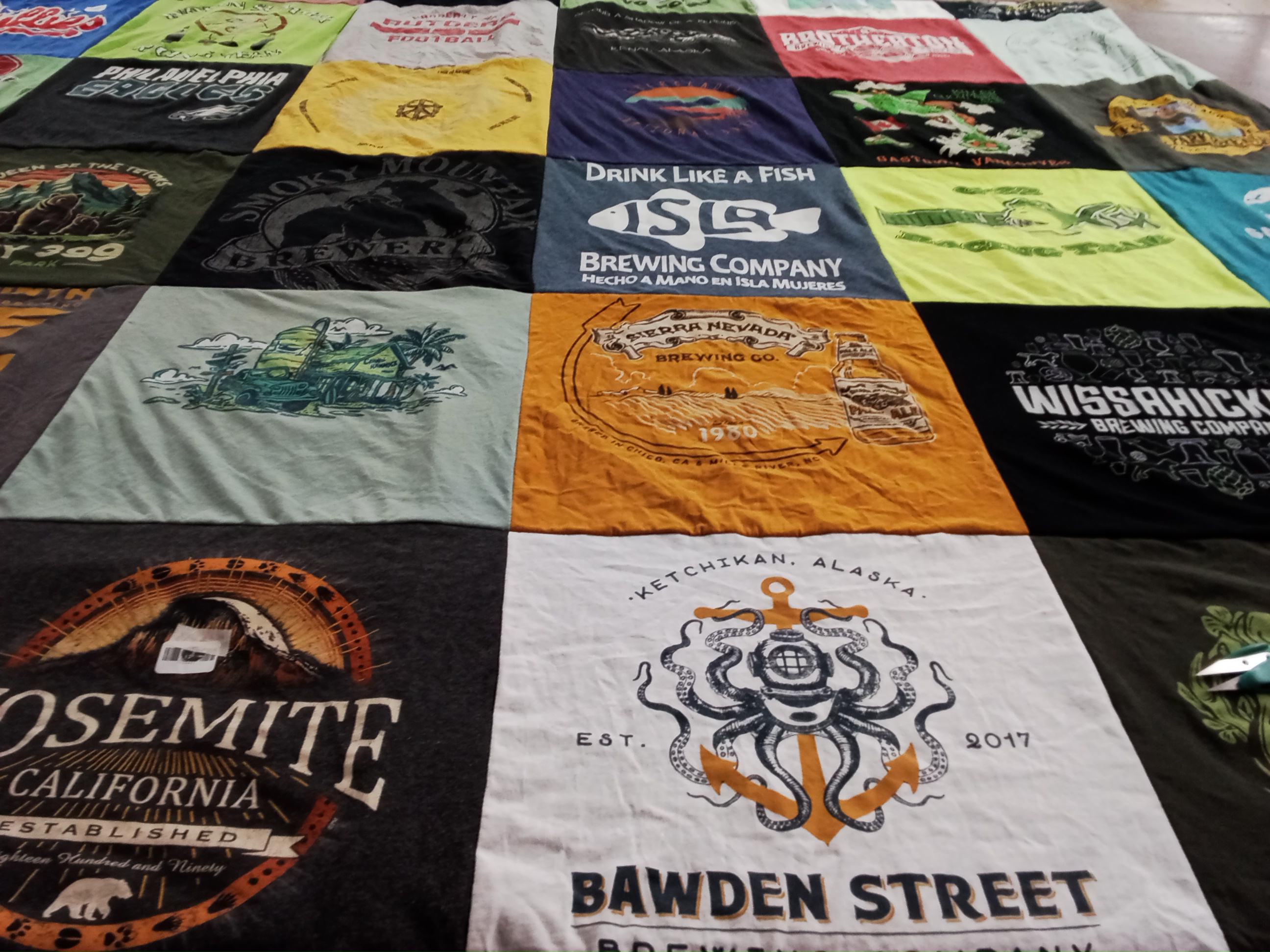 T-shirt quilt with craft beer, brewing themes by jean from NJ