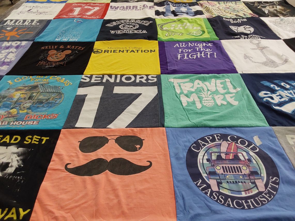 T-shirt quilt featuring merrimack college by Janet from MA