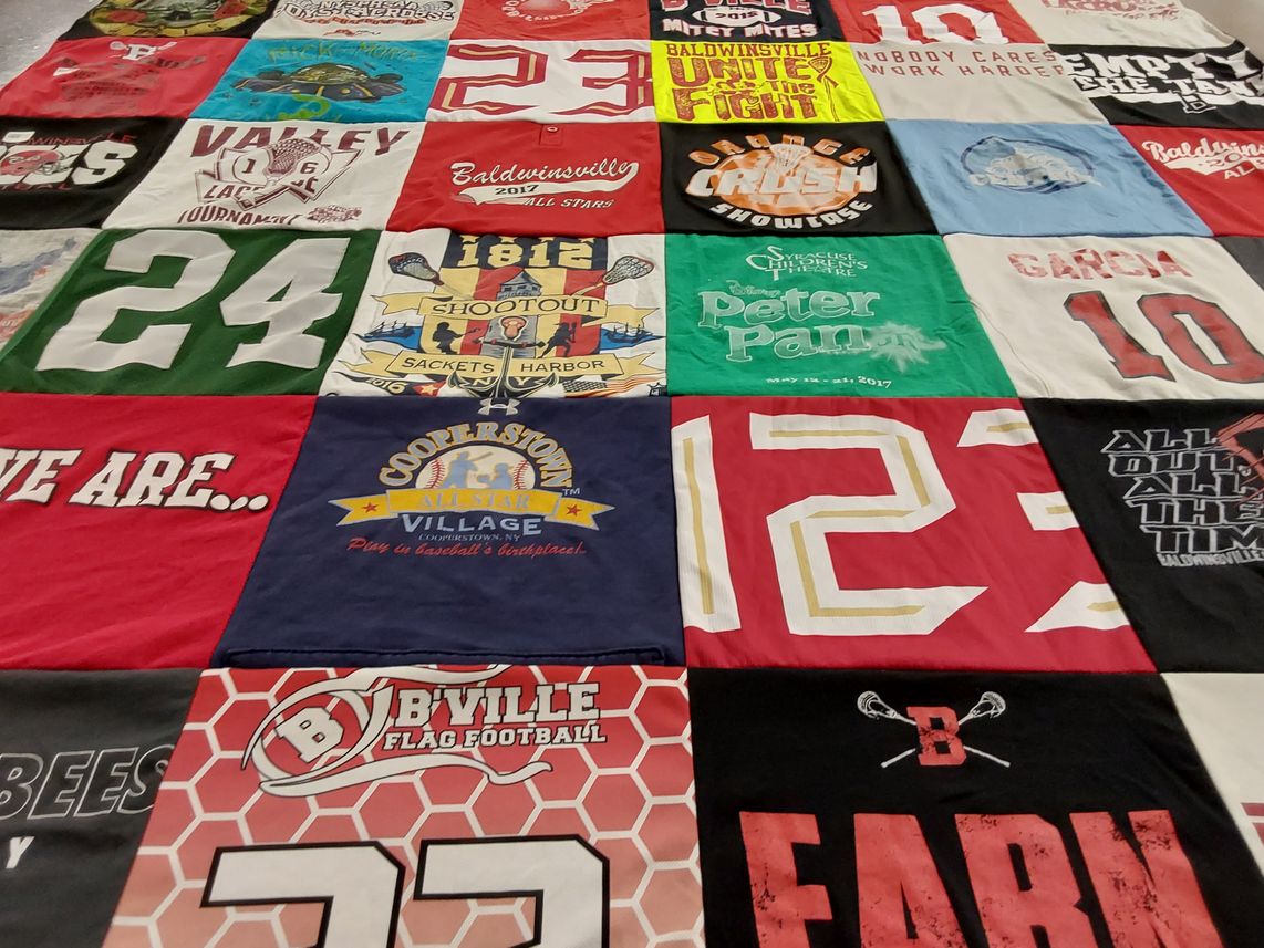 T-shirt quilt featuring baldwinsville flag football by Jennifer from NY