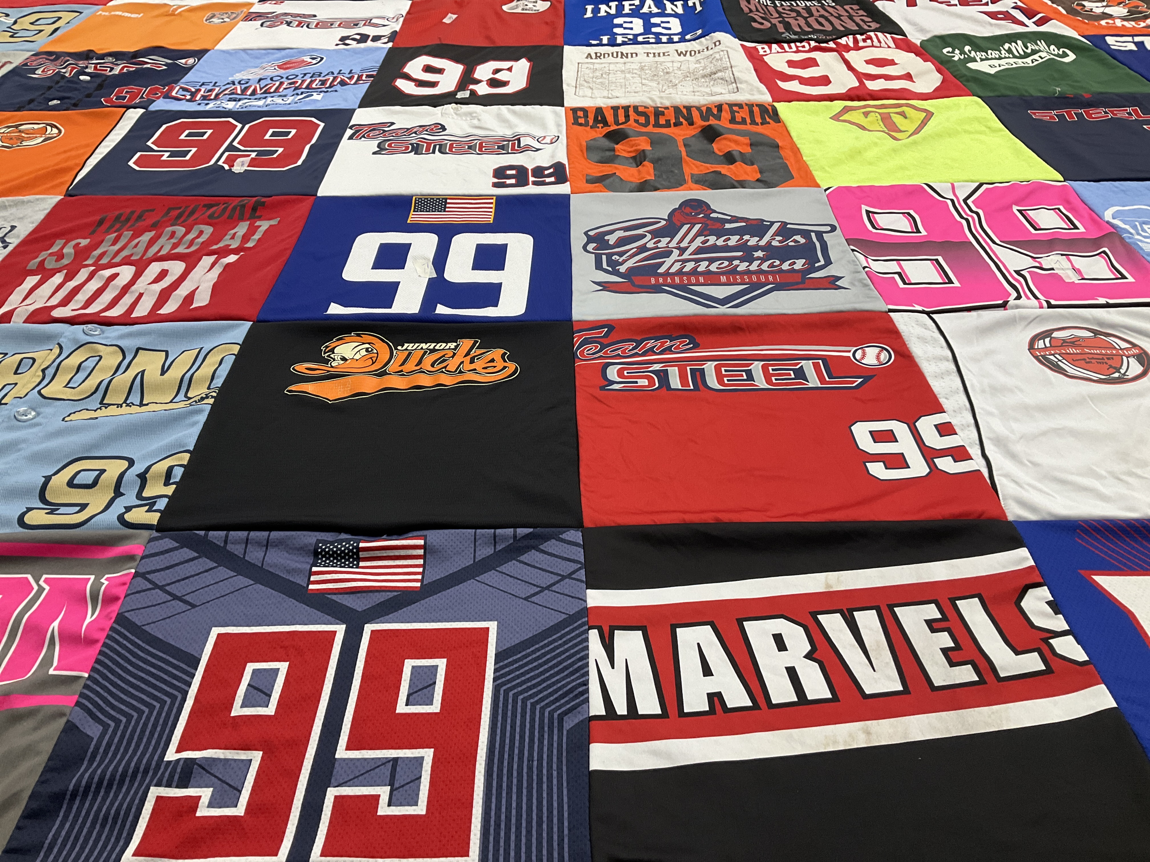 T-shirt quilt with sports, baseball themes by Christina from NY