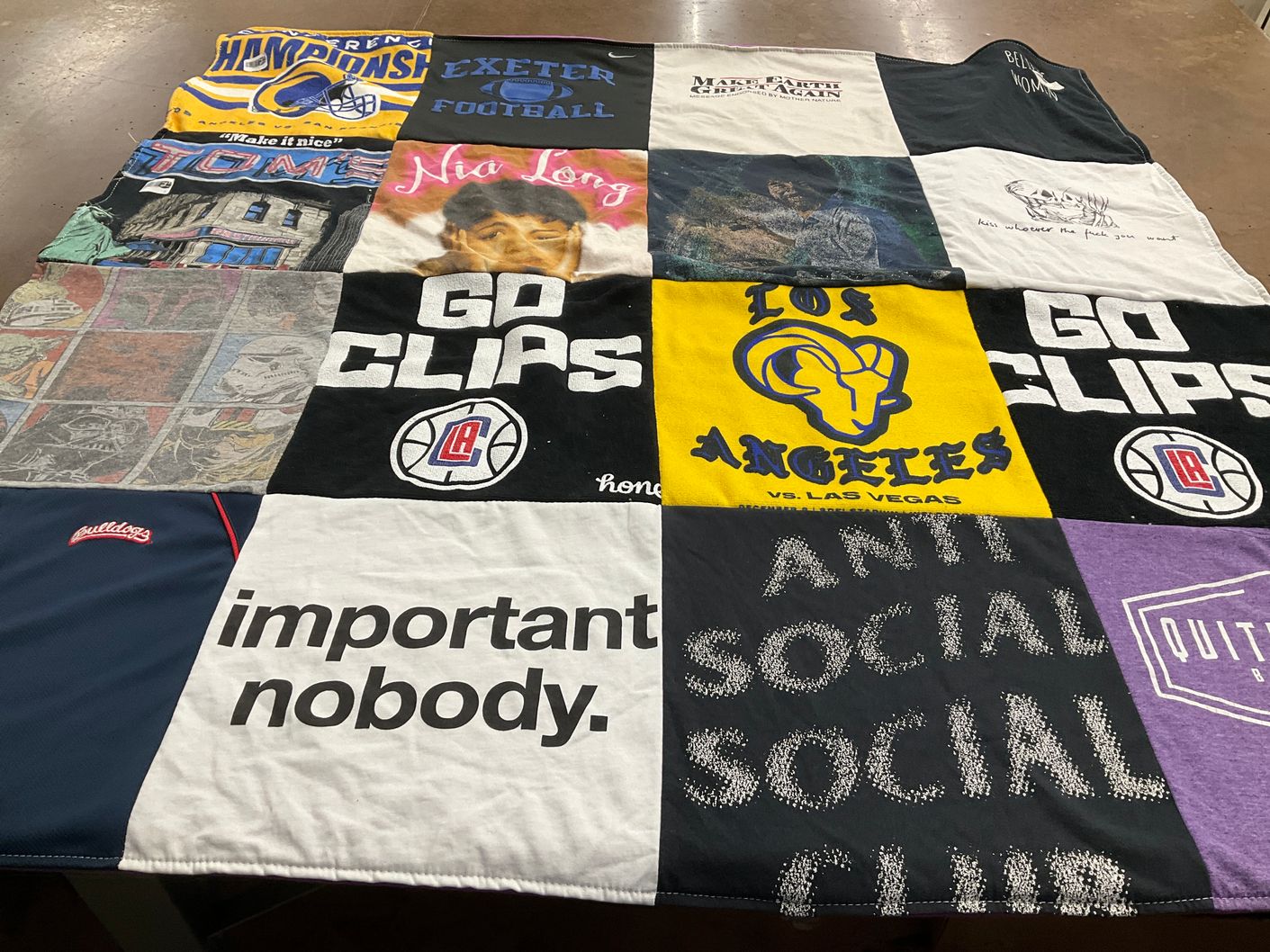 T-shirt quilt featuring los angeles clippers by Trevor from CA