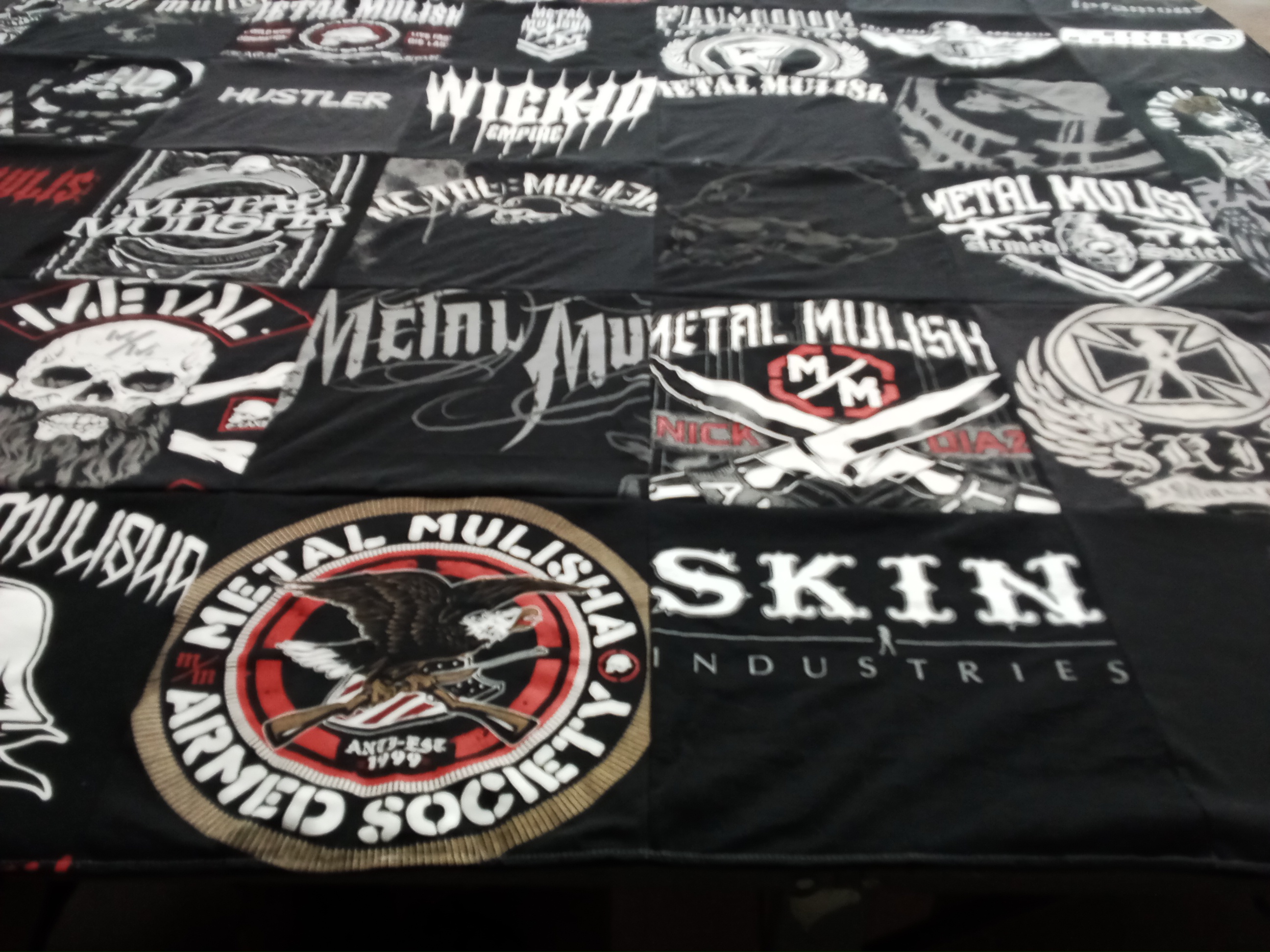 T-shirt quilt with motorcycles, racing themes by Grant from CA
