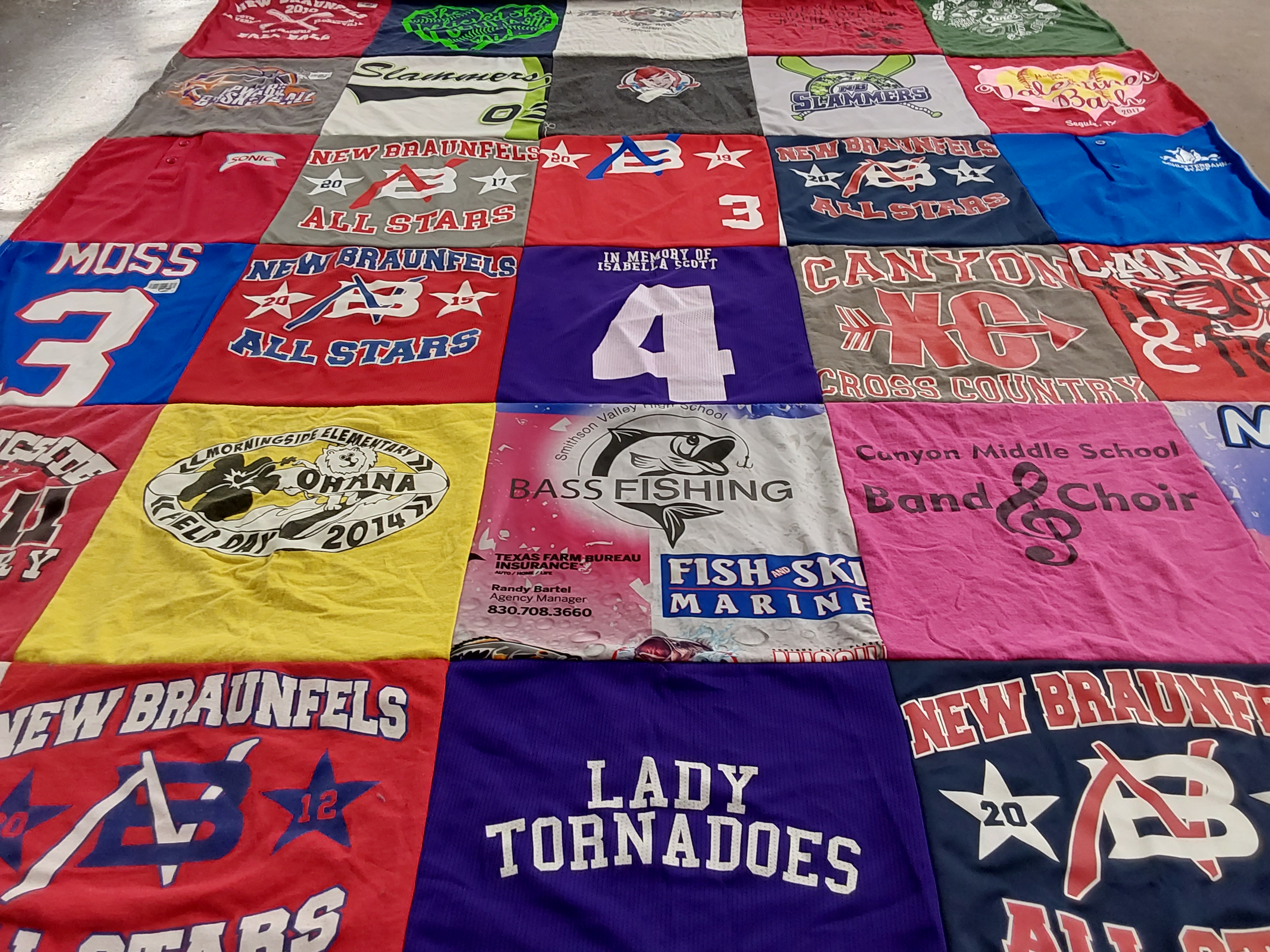 T-shirt quilt featuring new braunfels all stars, lady tornadoes by Eva from TX