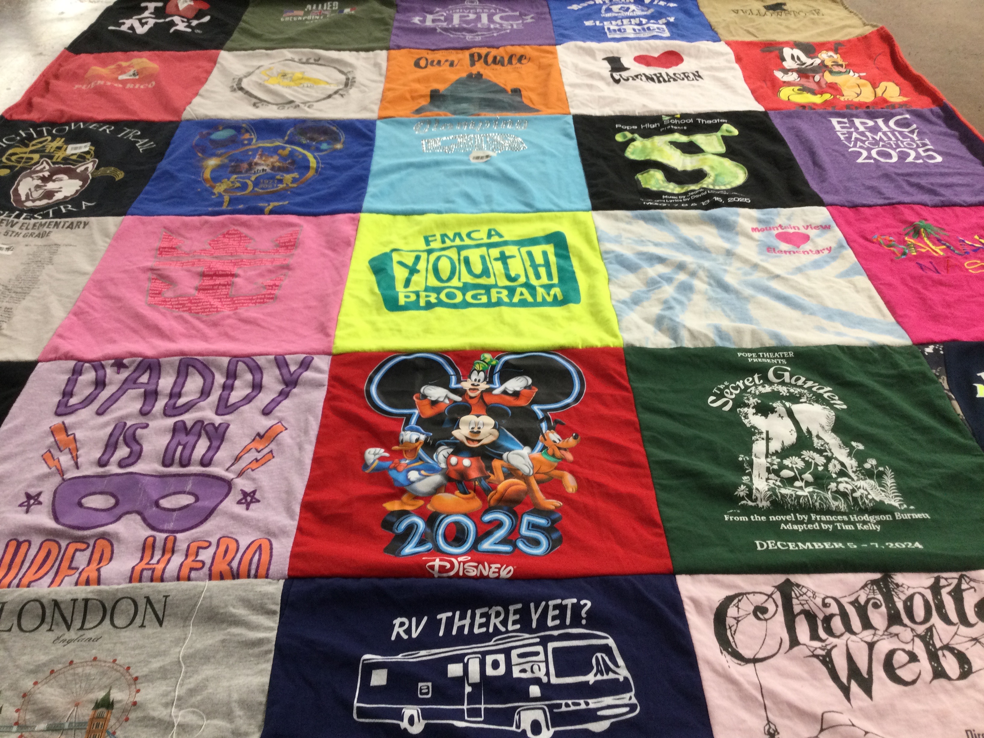 T-shirt quilt from mountain view elementary, light tower trail elementary by Mary from GA
