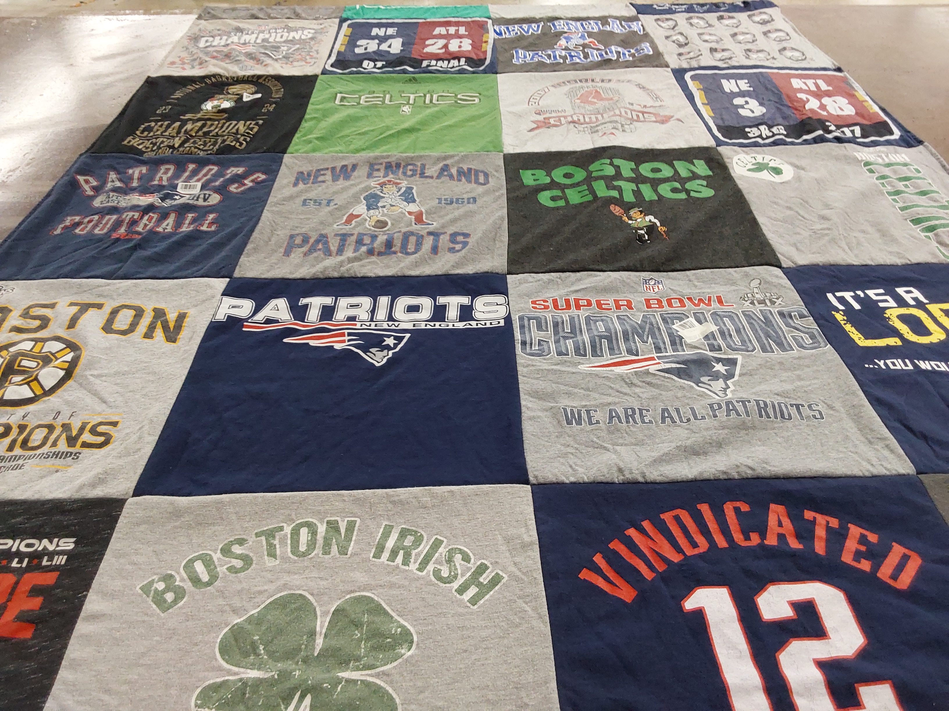 T-shirt quilt featuring new england patriots, boston celtics by Kevin from FL