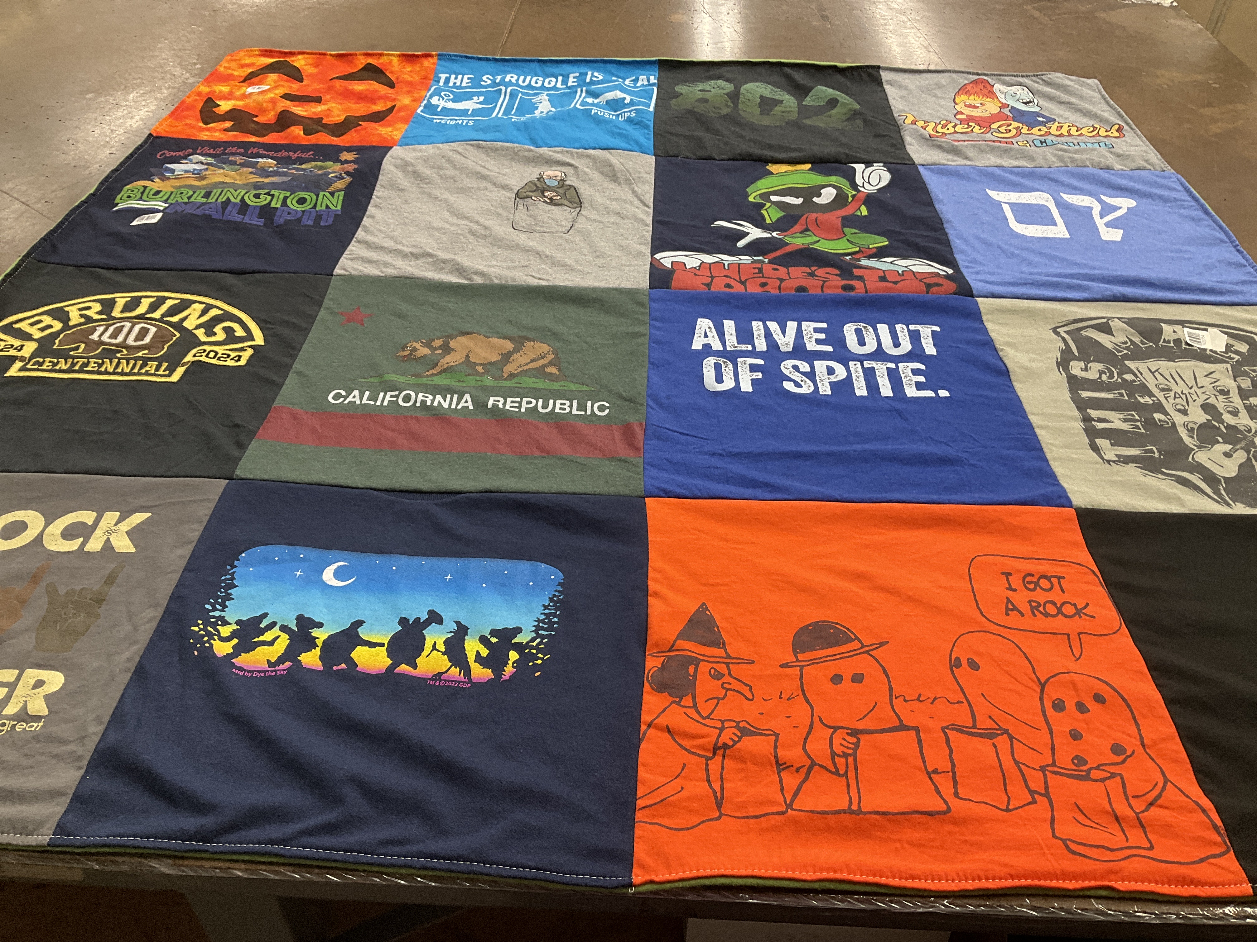 T-shirt quilt from bruins university by Heather from VT