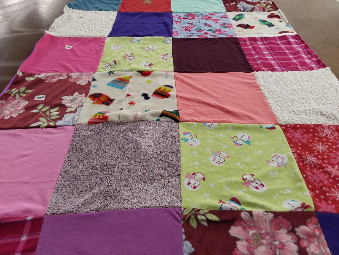 T-shirt quilt with quilting, crafting themes by Sarah from NE