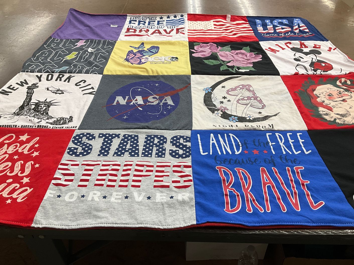 T-shirt quilt with space, patriotism themes by Dawn from MD