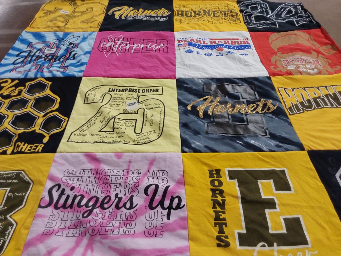 T-shirt quilt featuring hornets by Travis from CA