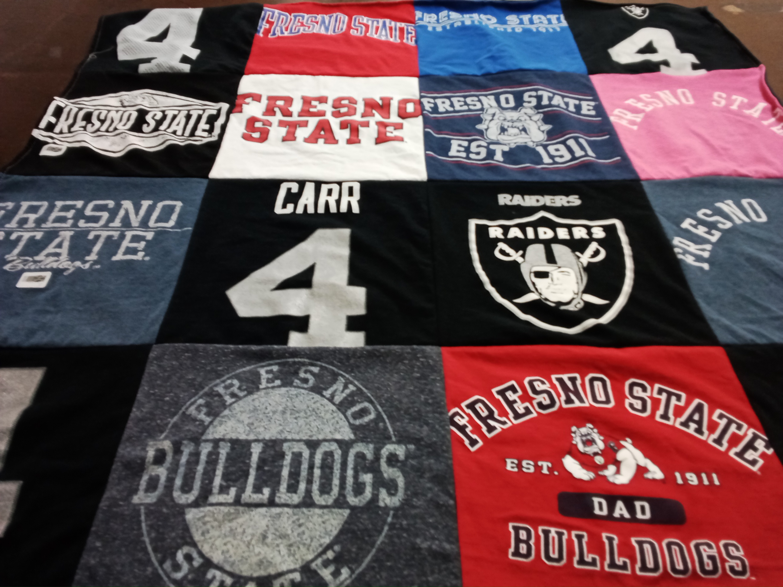 T-shirt quilt featuring fresno state university, raiders by Mo Lee from CA