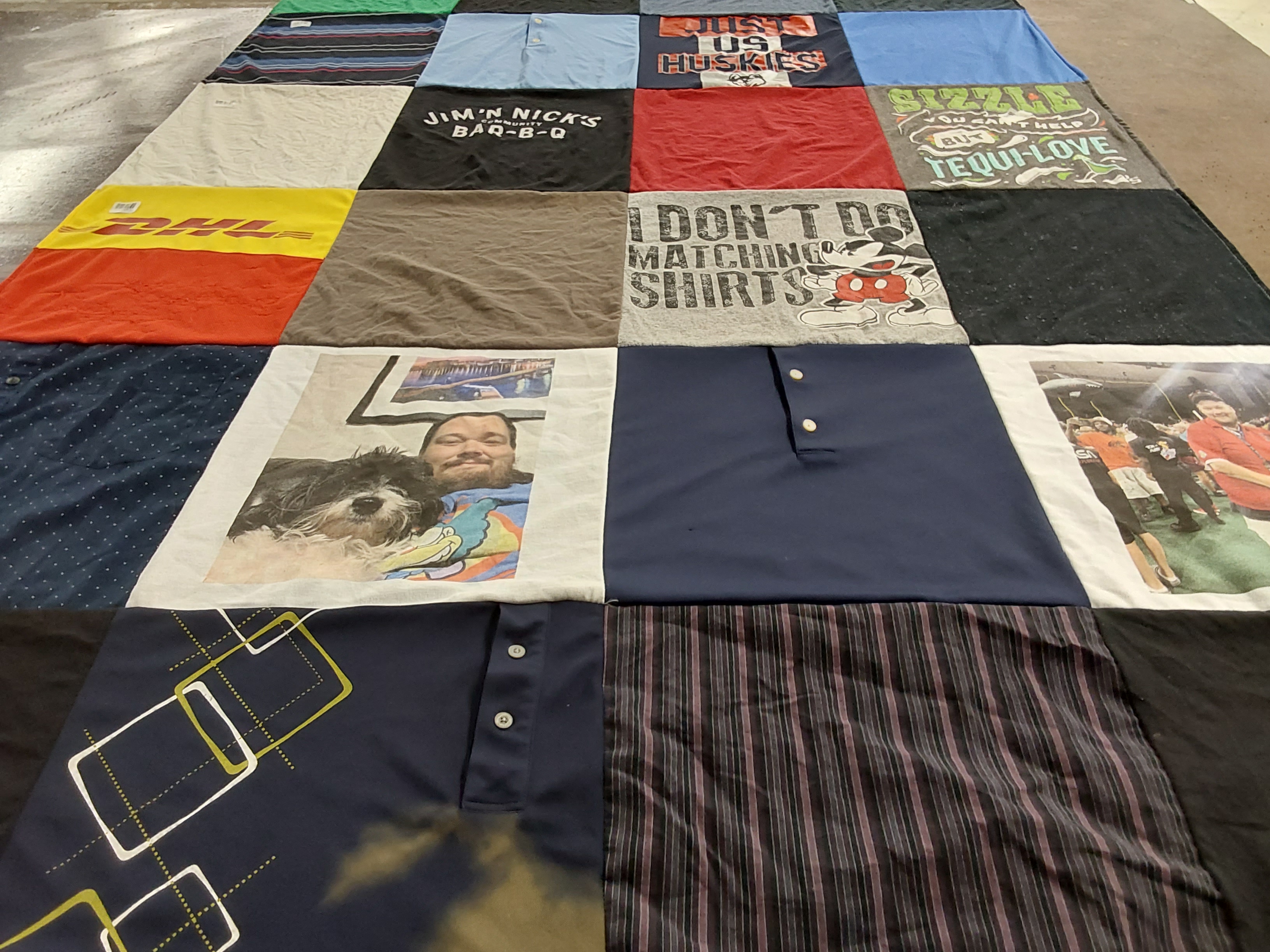 T-shirt quilt featuring huskies by Holly from TN