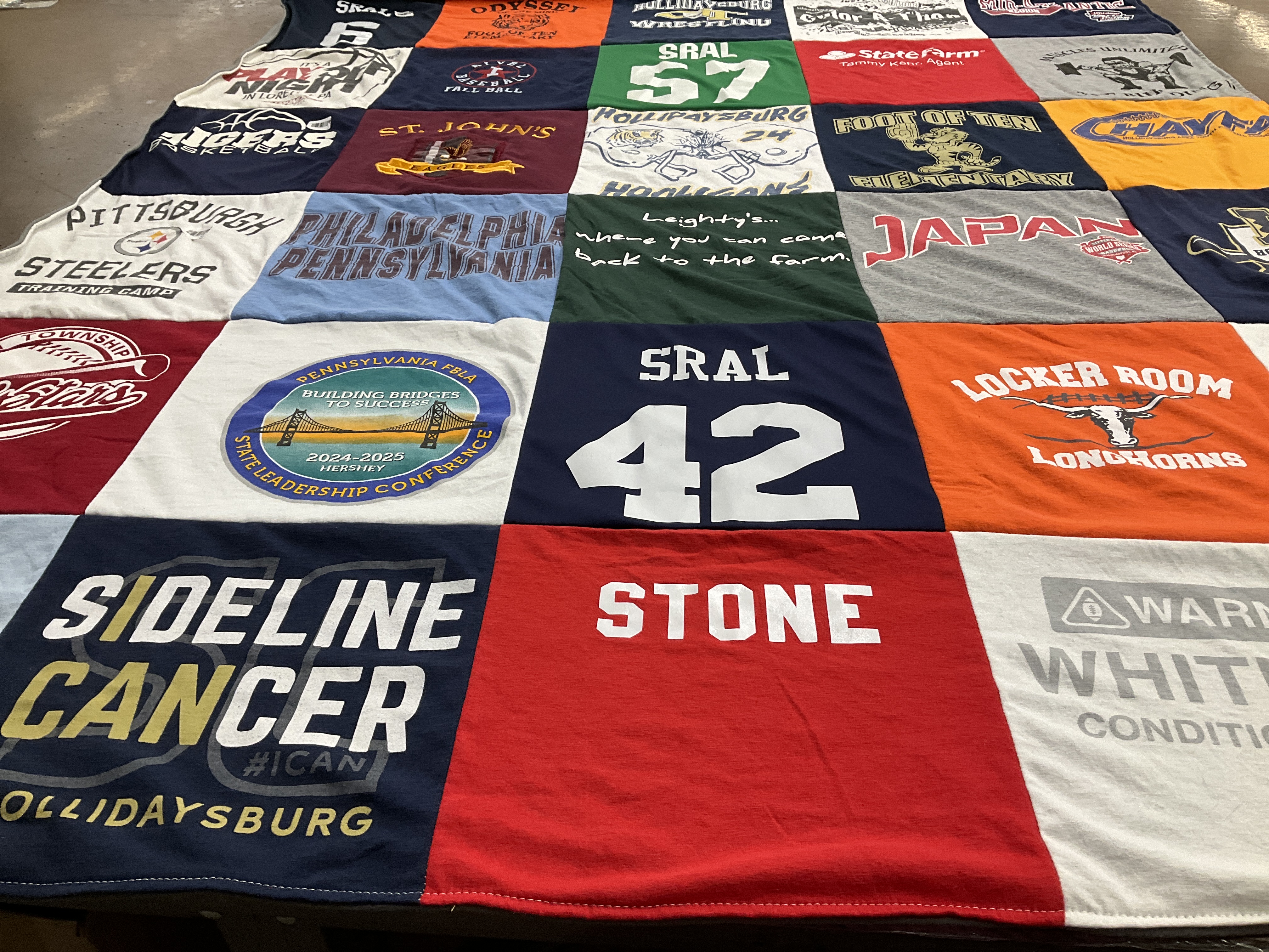 T-shirt quilt featuring pittsburgh steelers, longhorns by Jen from PA