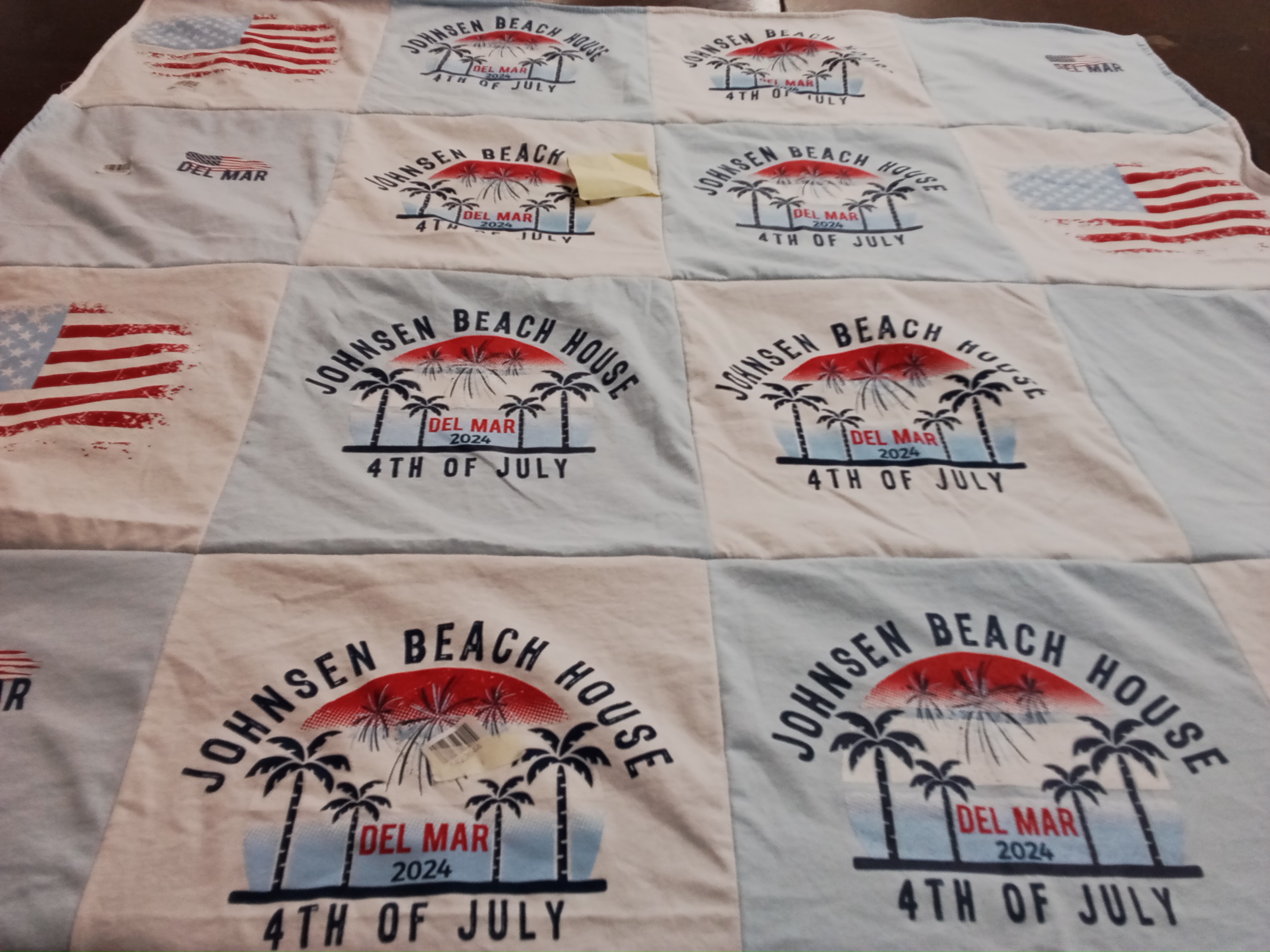 T-shirt quilt with beach, vacation themes by Valerey from CA